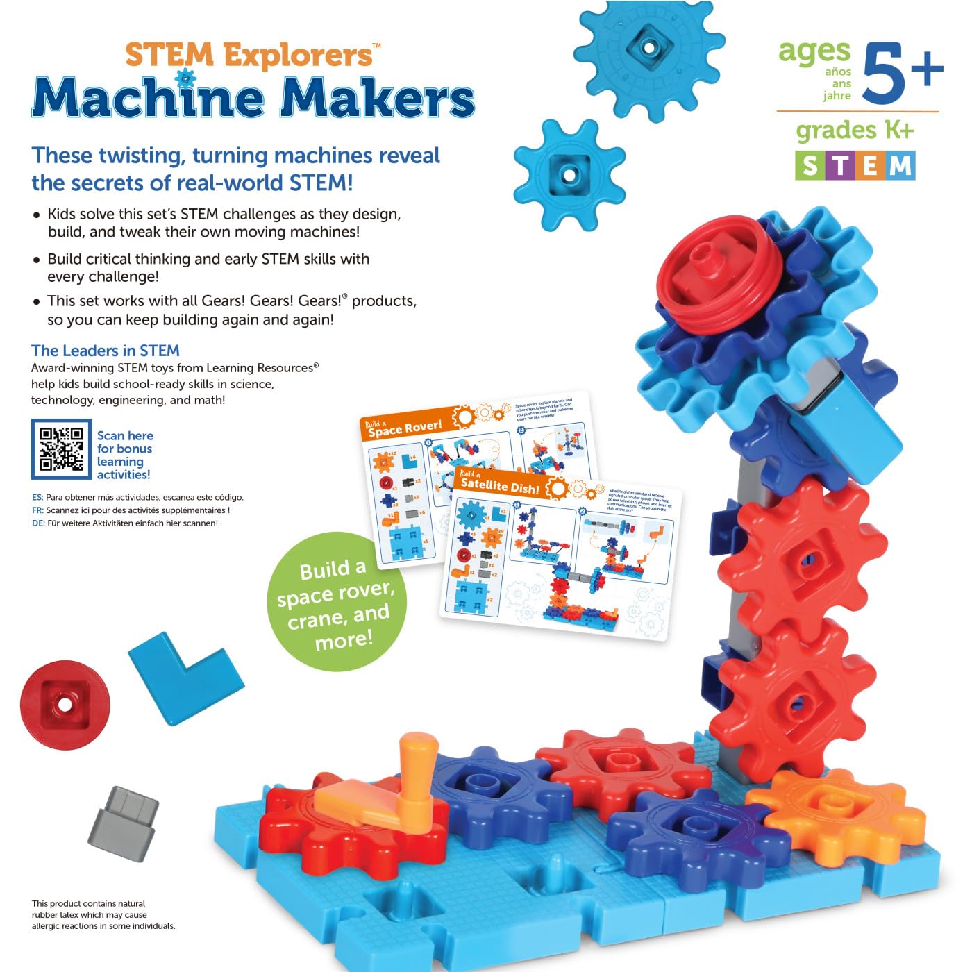 Learning Resources STEM Explorers Machine Makers - 60 Pieces, Ages 5+, Building Montessori Toys, Engineering Activities, Fine Motor Skills
