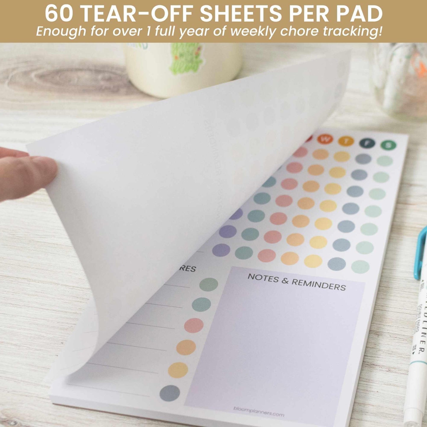 bloom daily planners Magnetic Chore Chart Planning Pad - Daily & Weekly Habit To Do Tracker for Adults, Teens, Kids - Family Organizer and Responsibility Reward System - 60 Sheets - 6” x 9”, Bright