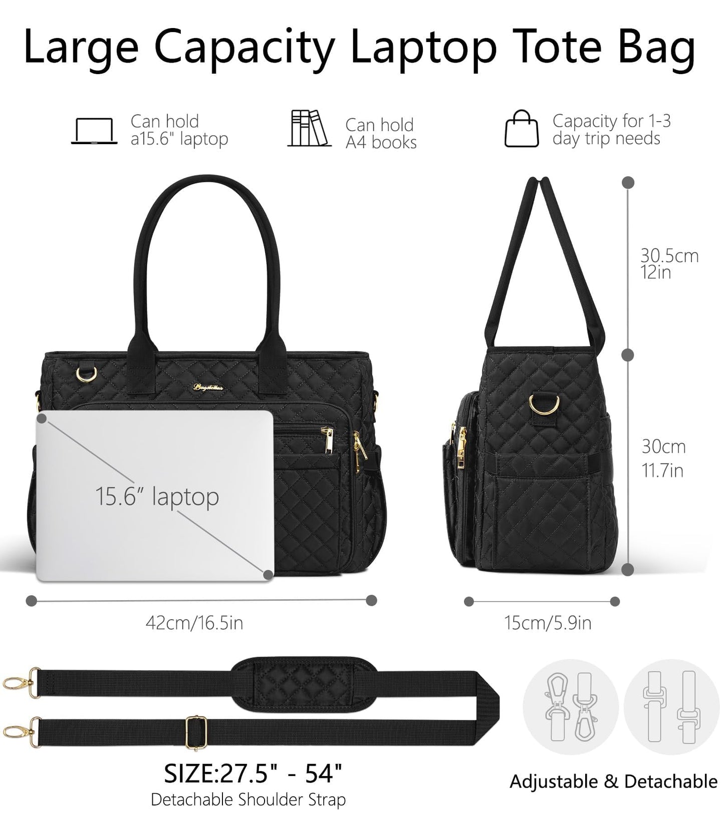 Teacher Tote Bags for Women, 15.6 inch Laptop Work Tote Nurse Bible Bag With Large Cup Holder & Insulated Pocket Quilted Shoulder Handbag Laptop Briefcase for Work, Daily, School, Travel, Gifts