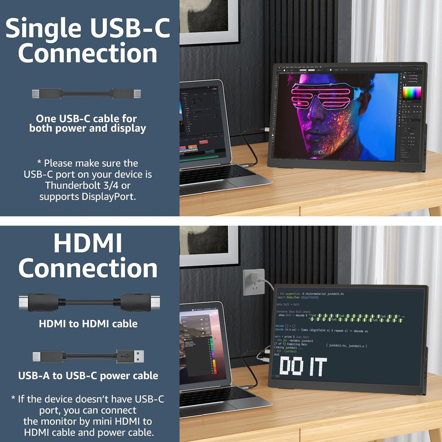Topmonitor 14" Portable Monitor Touchscreen, 1200P FHD IPS Travel Monitor with Tempered Glass,10-Point Touch, Dual Speakers & Kickstand, USB-C HDMI External Monitor for Laptop MacBook Phone PS5 Switch