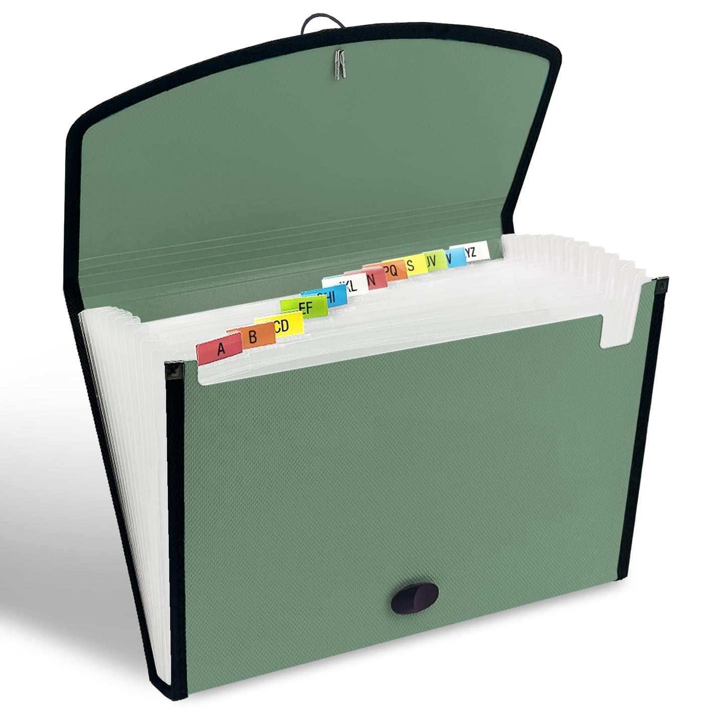 H4D 13-Pocket Accordion File Organizer with Mesh Pocket, Expanding File Folder with Tabs, Expandable Document Organizer for Home Office School, Letter Size, Sage