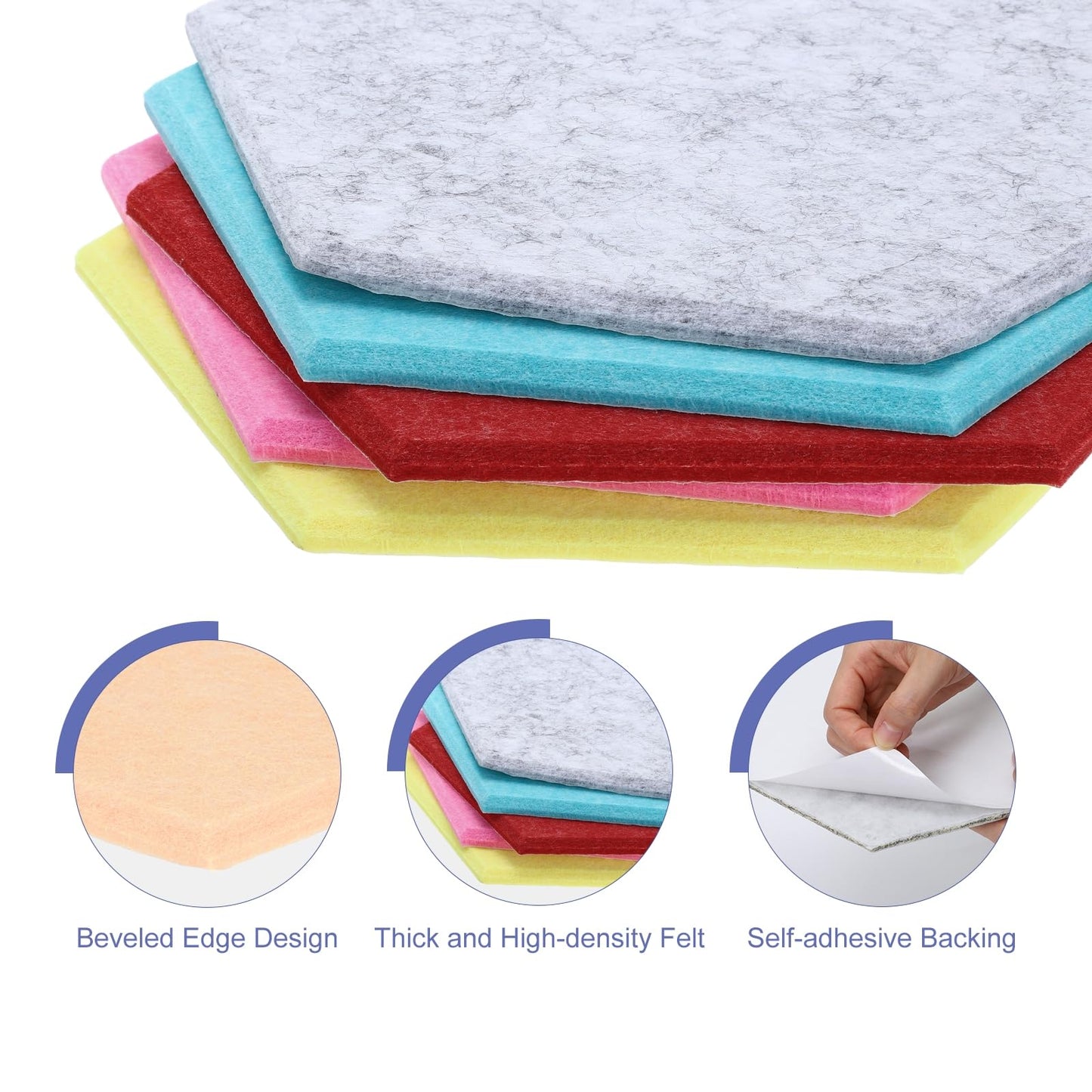 PATIKIL Felt Bulletin Board, 12"x10", 6 Packs Self Adhesive Hexagon Felt Tiles for Sound Proofing Wall Panels for Home Office Recording Studio,Game Room, Beige