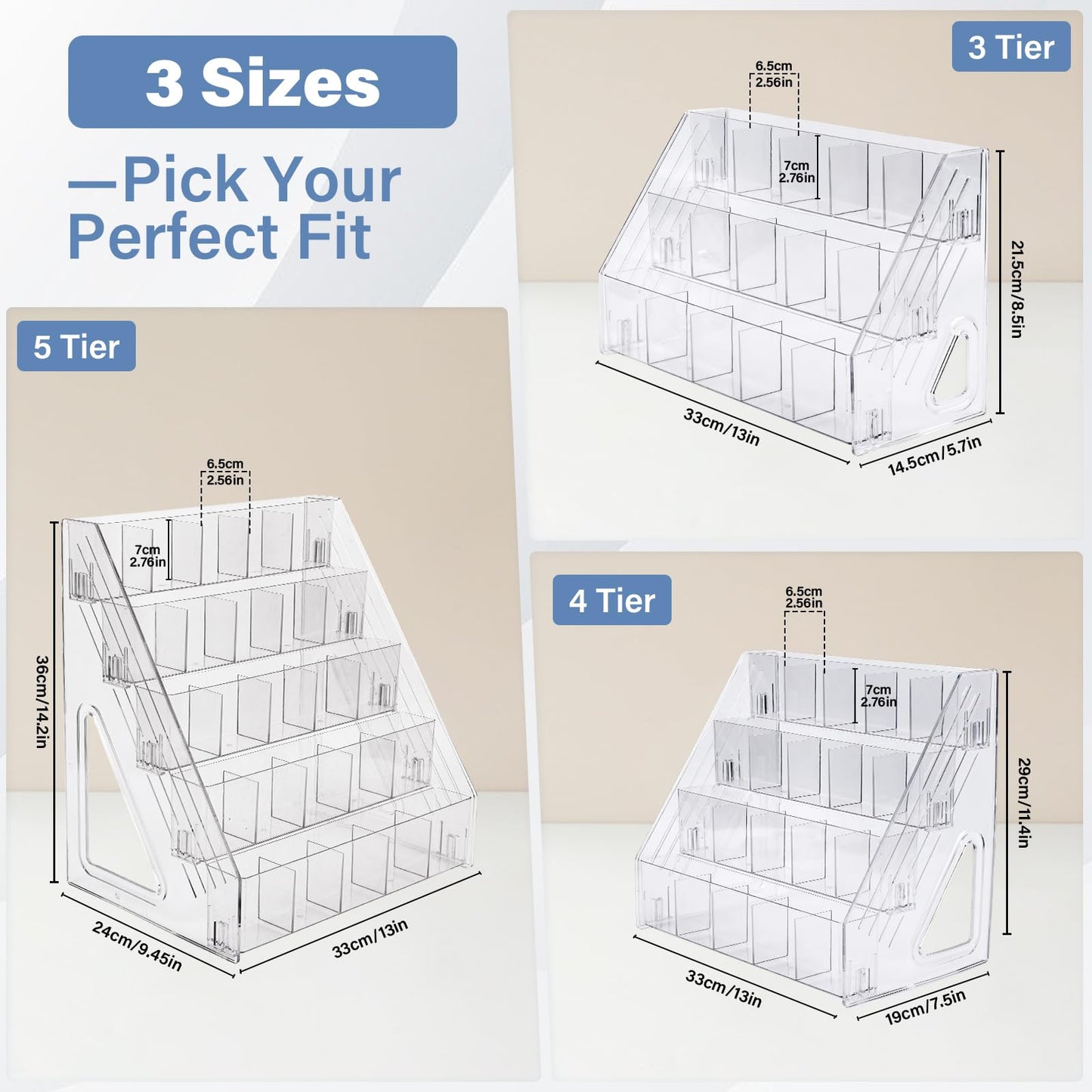 CELSOL Acrylic Desk Organizer – 5 Tier 25 Compartments Vertical Storage for Pens, Markers, Art Supplies & Office Accessories – Clear Desk Storage Solution for Home, Office & School