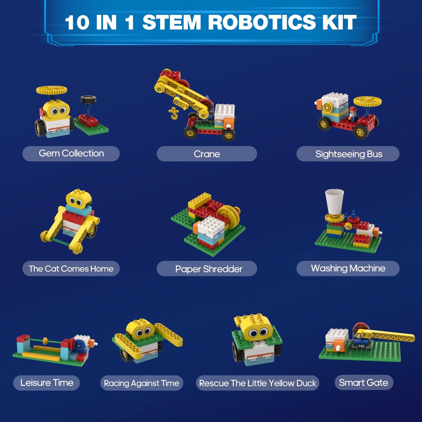 ICreateRobot 10-in-1 ICBlocks Screen-Free Coding Robot Kit for Kids, 85+ PCS Science Kits, Stem Robotics Building, Educational Coding Projects Gifts for Boys & Girls Ages 3-6 Years