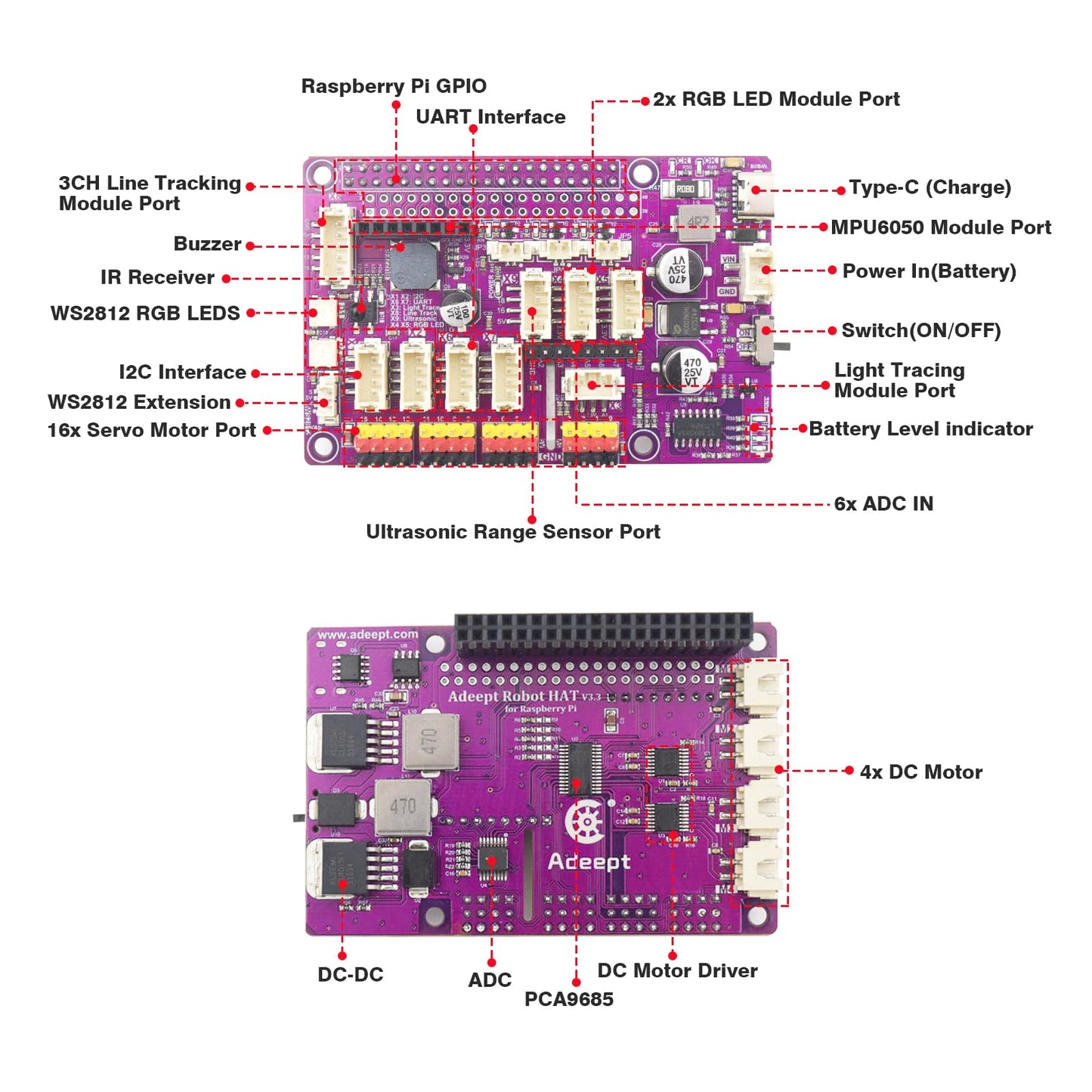 Adeept RaspTank Metal Smart Car Kit for Raspberry Pi 5/4B/3B/3B+(Board Not Included), Tank Tracked Robot with 4-DOF Robotic Arm, OpenCV, Obstacle Avoidance, Line Tracking, with Digital Tutorials