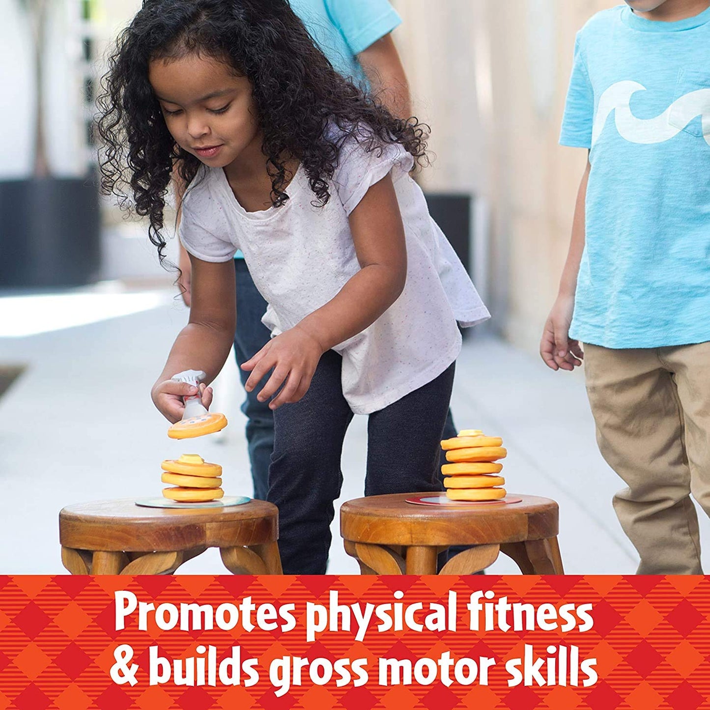 Educational Insights Pancake Pile-Up - Relay Race Games for Kids, Gross Motor Preschool Games for 4 Year Olds, Birthday Party Activities, Matching and Patterning Toddler Game