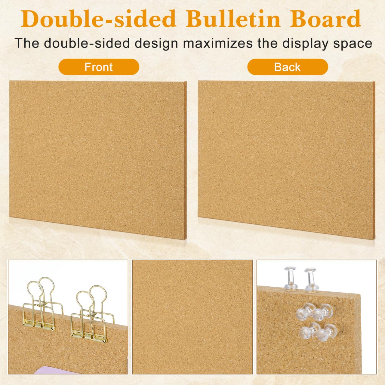 TOYANDONA Cork Board Bulletin Board with Metal Stand, Wooden Pin Notice Message Pin Board Desktop Memo Board for Home Office (Golden Base)