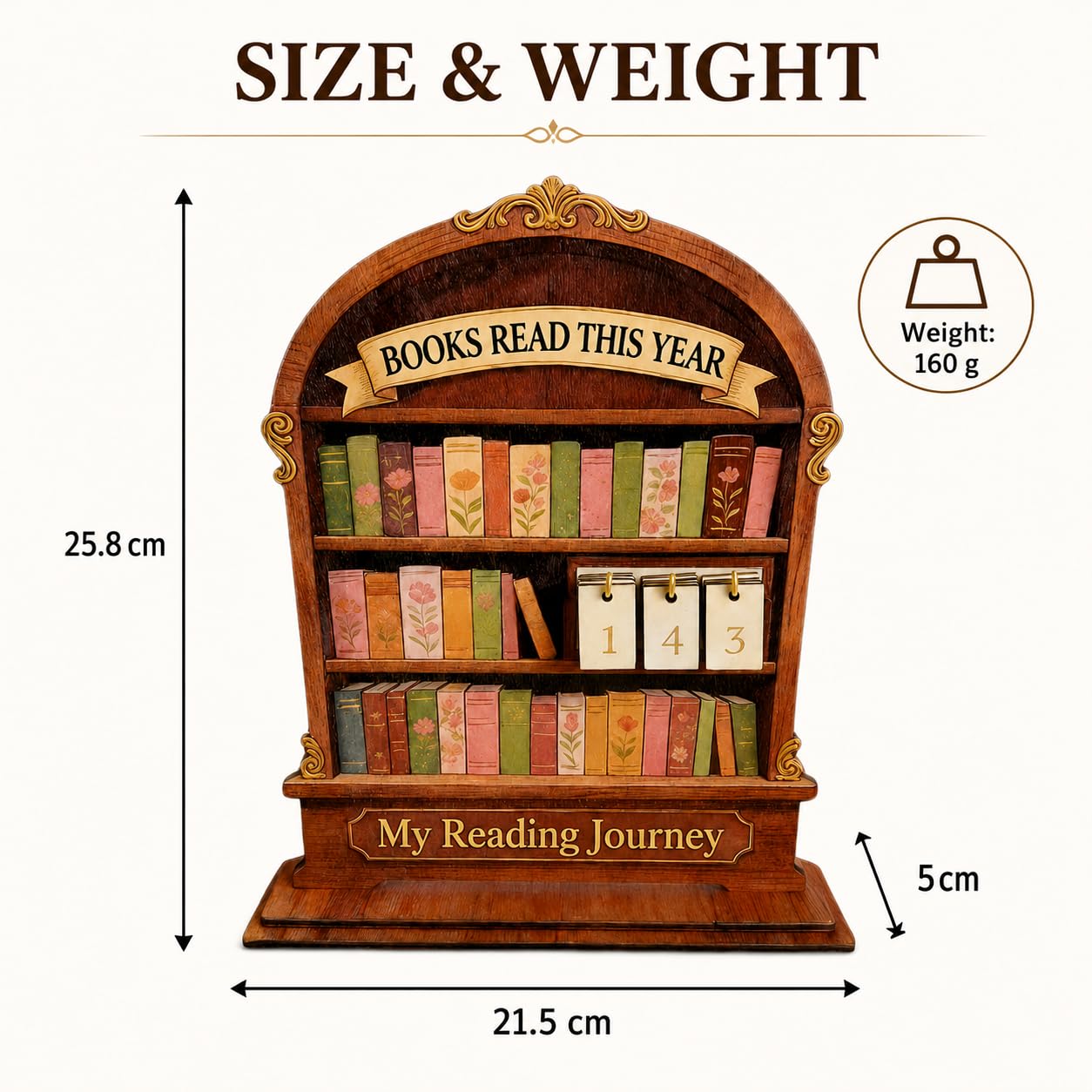 Wooden Reading Tracker, Annual Book Log for Book Lovers, Rustic Bookshelf Design, for Readers