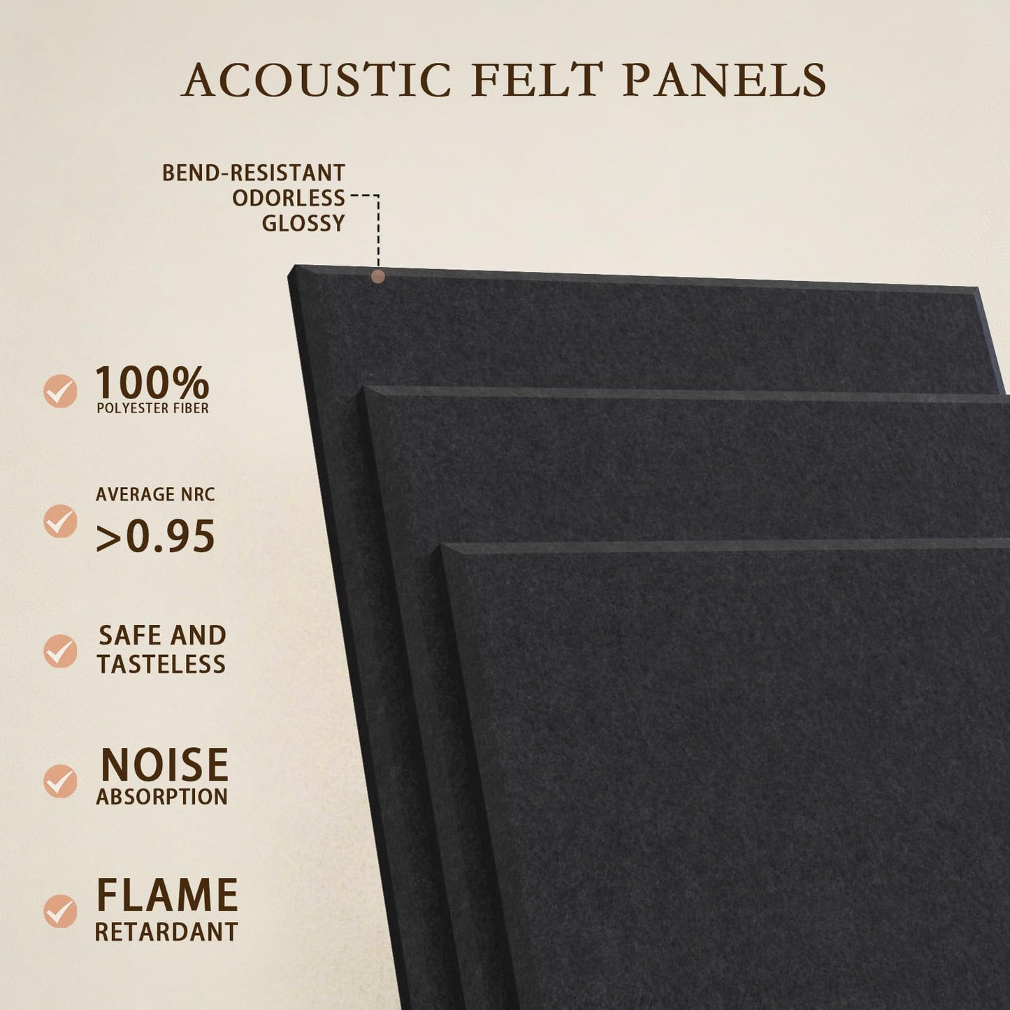 JBER Large Felt Bulletin Board 48"x36" - 12 Pack Felt Wall Tiles, Cork Board Alternative to Use in Office & Home Decor, Classroom Decor, Vision Board to Display Your Photos(Black)