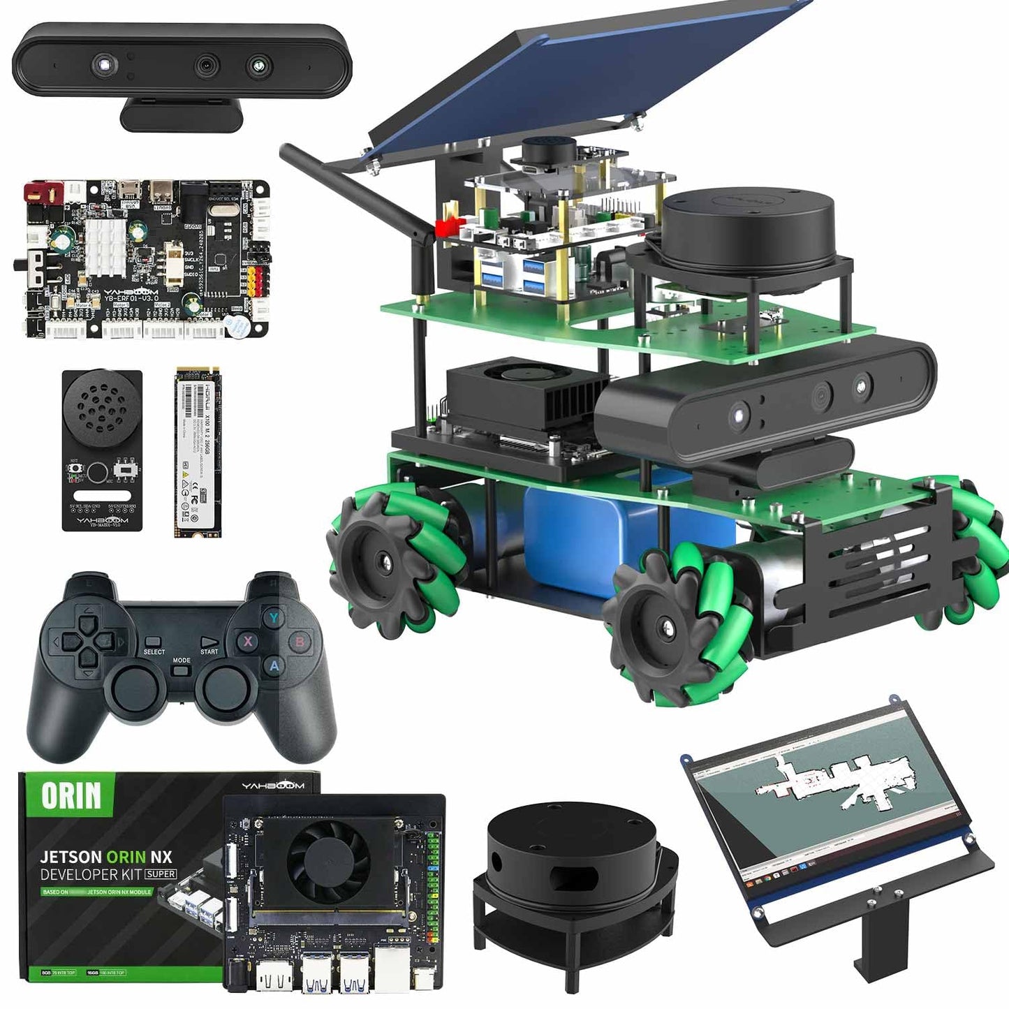 Yahboom ROS2 Programming Robot for Jetson Orin Nano 8GB Super Educational Robot AI Voice Module, Ubuntu AI Vision Mapping Navigation (Sup Ver-with Orin NX Super 8GB)