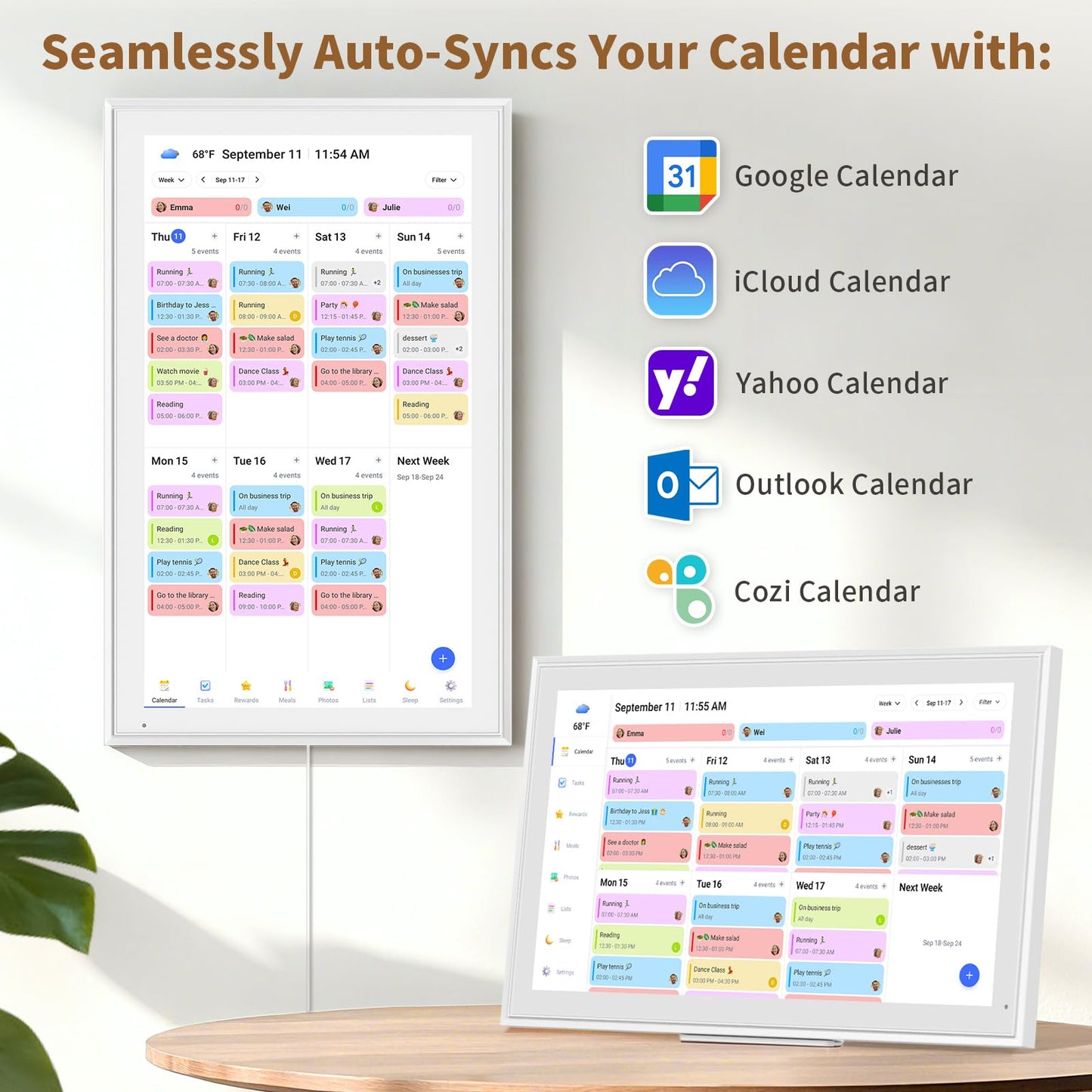 Canupdog 21.5 Inch Digital Calendar, Electronic Planner & Chore Chart with 1920x1080P IPS Touchscreen, Task Rewards System, Interactive Display for Family Schedules Gifts for Women Mom