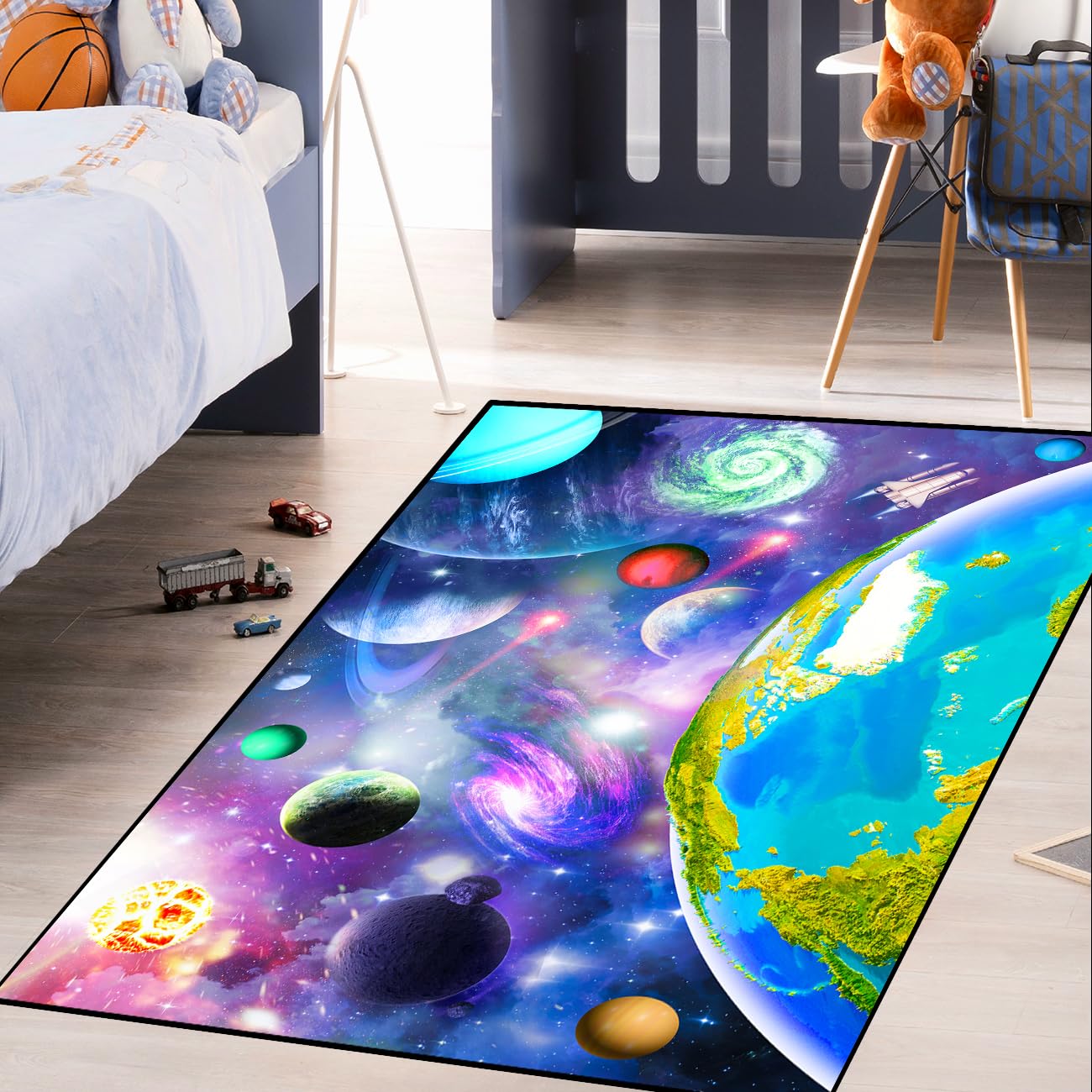 Space Rug Universe Galaxy Starry Planet Area Rug Space Themed Bedroom Decor Carpetfor Playroom and Bedroom Space Carpets Decor 4'×5'