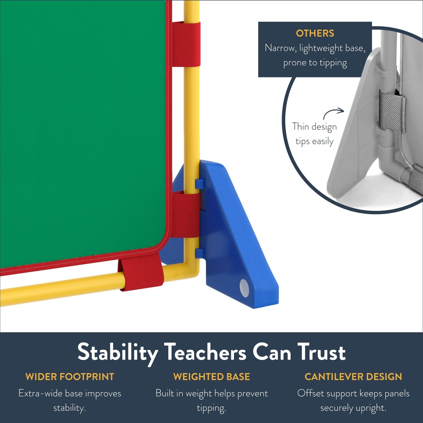 Children's Factory Rectangle PlayPanel Set - 8, Kids Room Divider Panel, Classroom Partition, Free-Standing Screen for Daycare or Preschool, Cantilever Feet Included, Rainbow