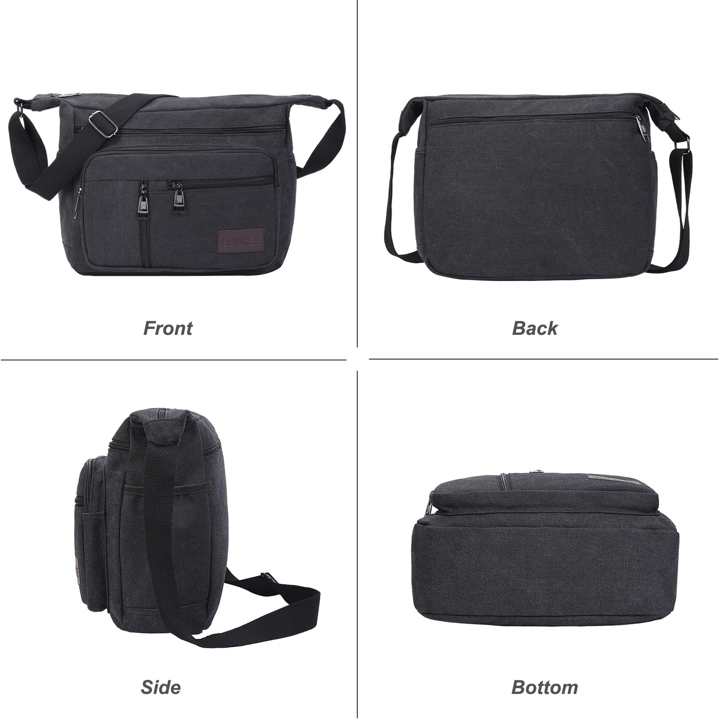 BOMKEE Canvas Messenger Bag, Satchel Bag Vintage Canvas Shoulder Bags Crossbody Laptop Side Bag for Work and Travel
