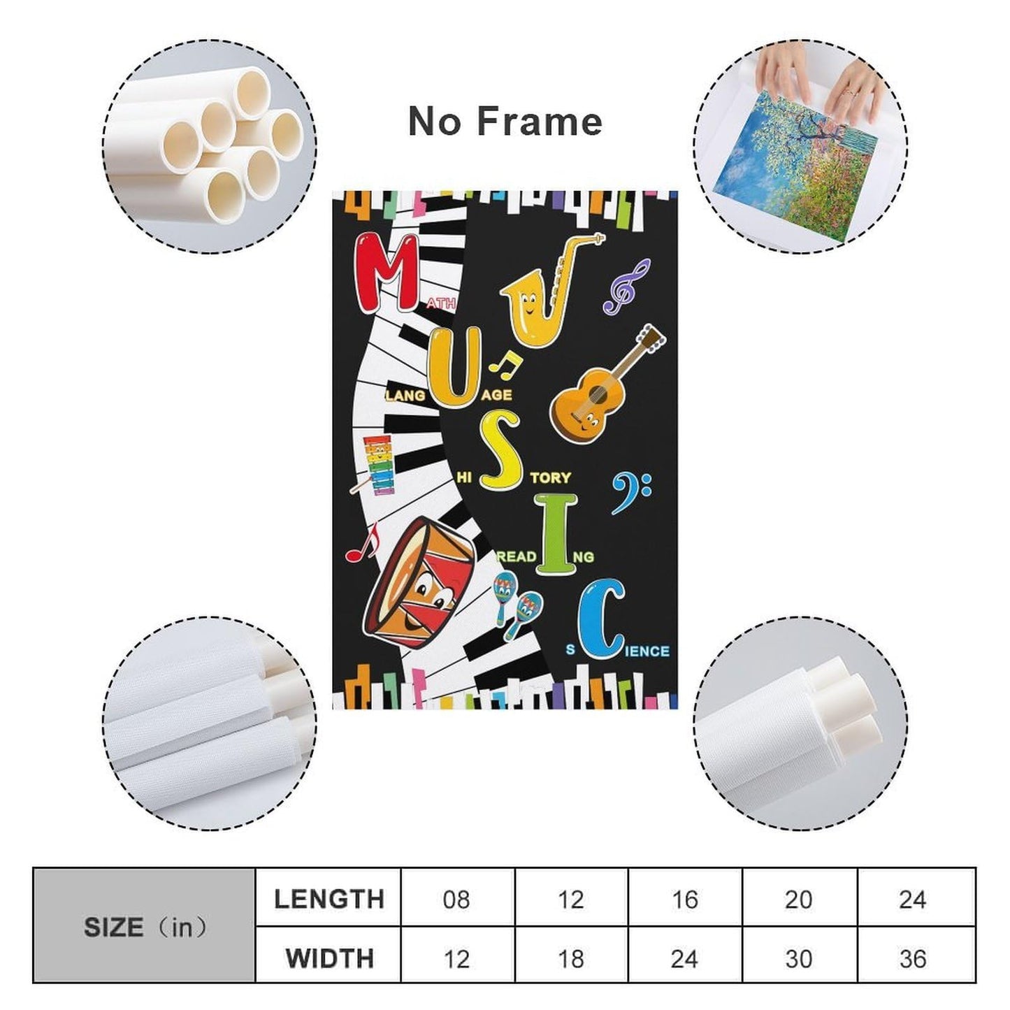 LINWDSB Music Themed Poster Musical Notes Wall Art Colorful Music Poster for Kids Students Classroom School Chalkboard Nursery Wall Back to School Supplies Unframe style 16x24inch(40x60cm)