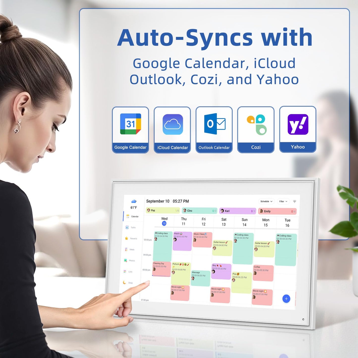 21.5 Inch Digital Calendar Wall Touch Screen, Smart Electronic Calendar with Digital Photo Frame, Family Planner & Chore Chart Reward System, Sync Google iCloud Outlook, Gift for Mom Women