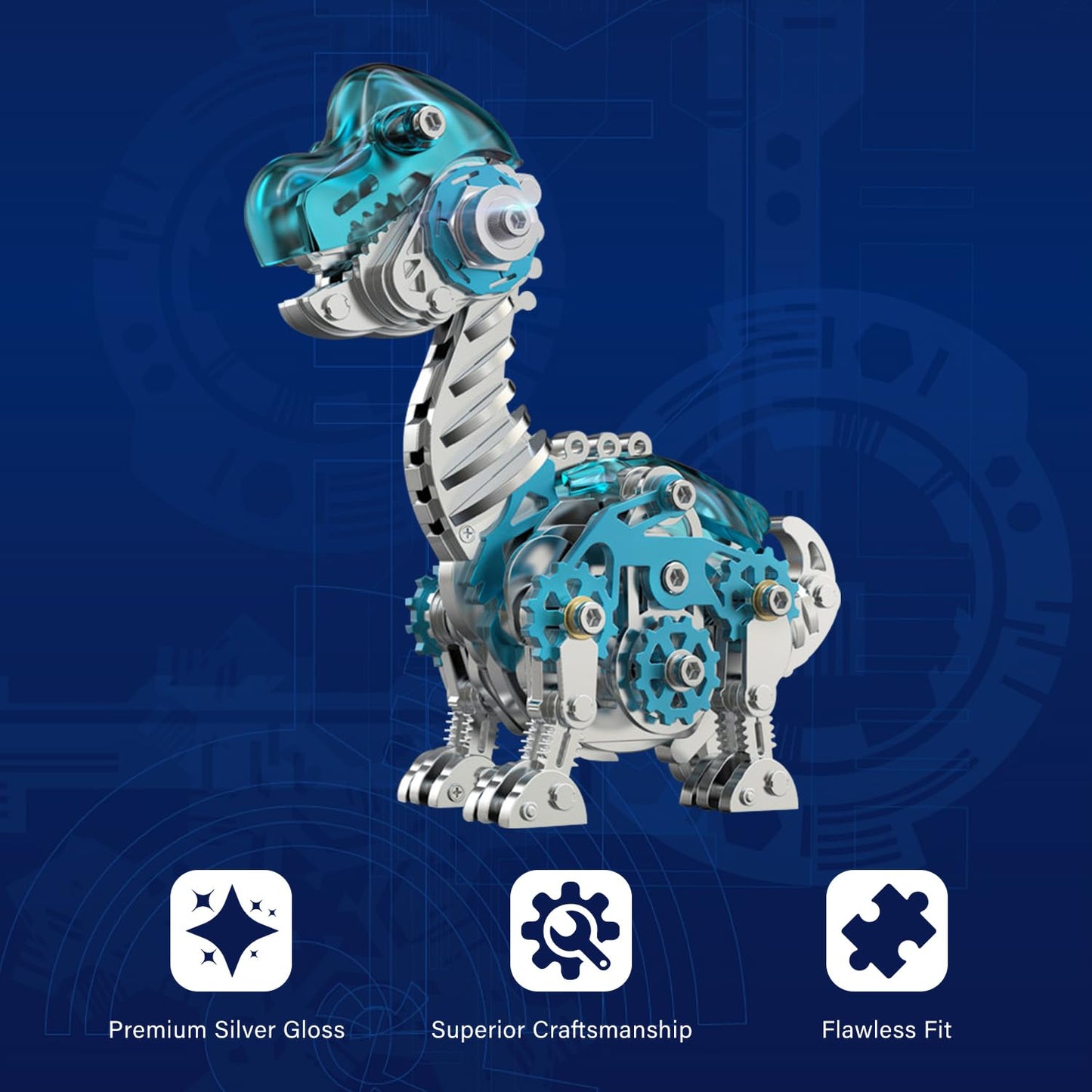 3D Metal Puzzles for Adults,3D Metal Model Kits Mechanical Dinosaur Model Brachiosaurus,Steel 3D Puzzles Stainless Steel Ornaments for Adults Home Decor Art Craft Gifts Toys.