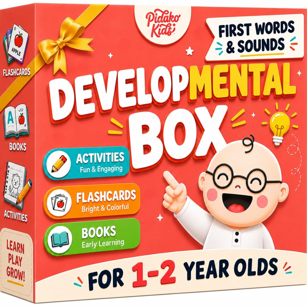 Speech Therapy Materials & Learning Toys for 1-2 Year Old, Preschool Learning Activities with Phonic Baby Flash Cards for 12 to 18 Months, Montessori Toys, First Words & Board Books by Pidoko Kids