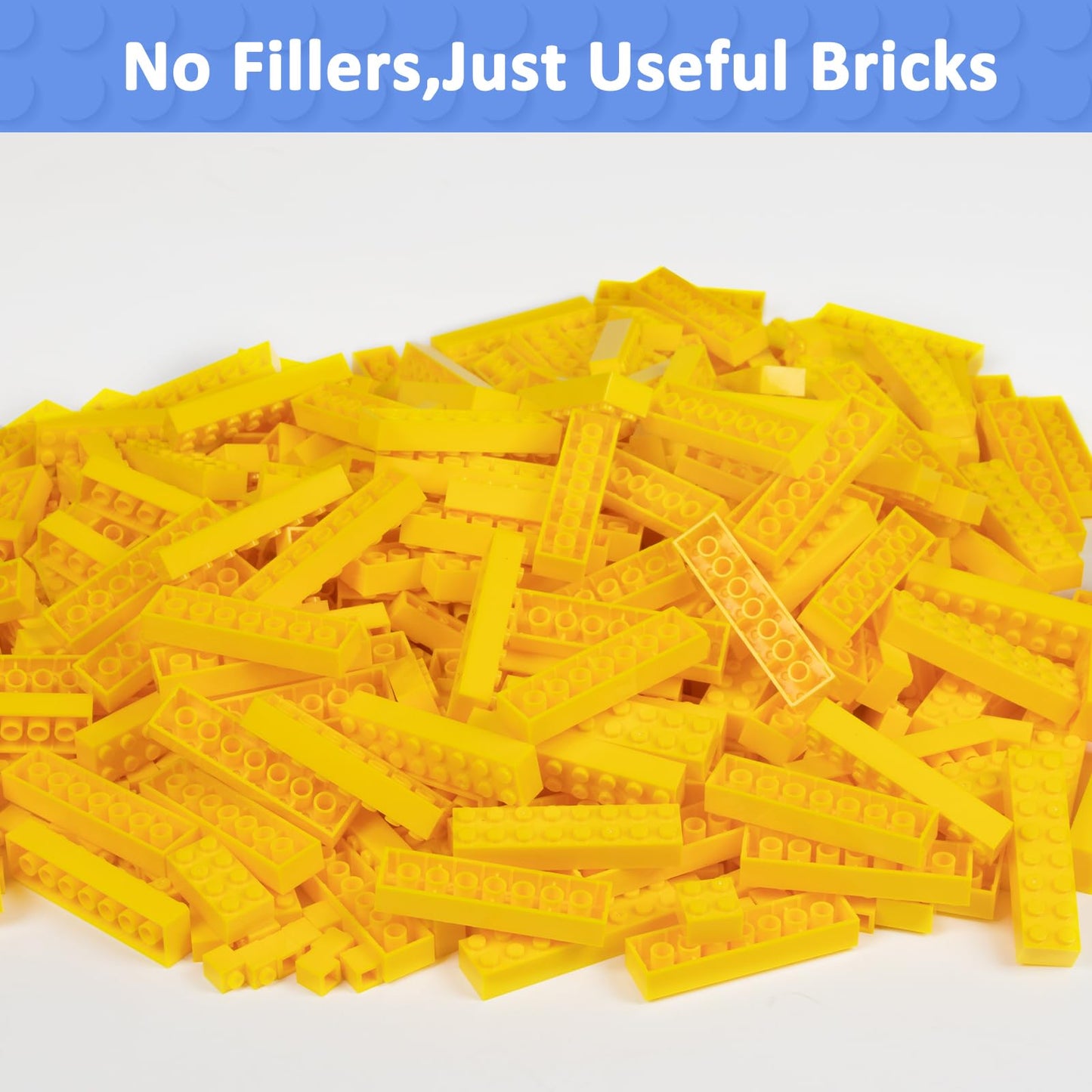 Cabeeskii 560 Pieces Yellow Classic Building Blocks Bulk with 2 Base Plates, Building Bricks in 7 Size, Compatible with All Major Bricks, for Kids & MOC Lovers