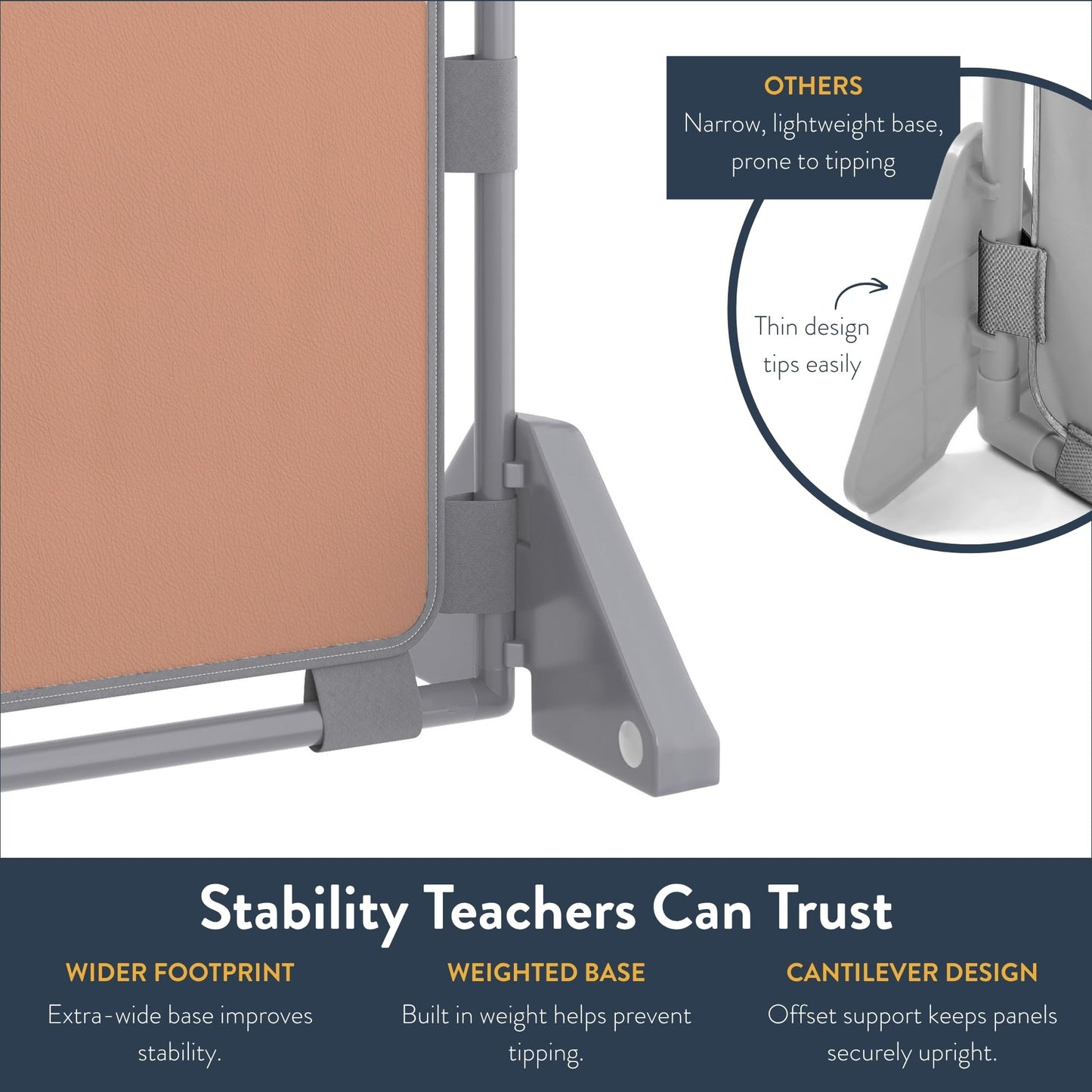 Children's Factory Big Screen PlayPanel, Kids Room Divider, Classroom Privacy Screen, Cantilever Feet Included, Clay