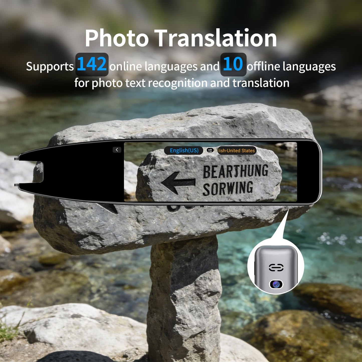 Scan Translation Pen – Dyslexia Tools with 142 Online/10 Offline Languages, Speech & Scan-to-Text Reading Pen for Learning Difficulties, Language Learners, Elderly & Travelers ﻿