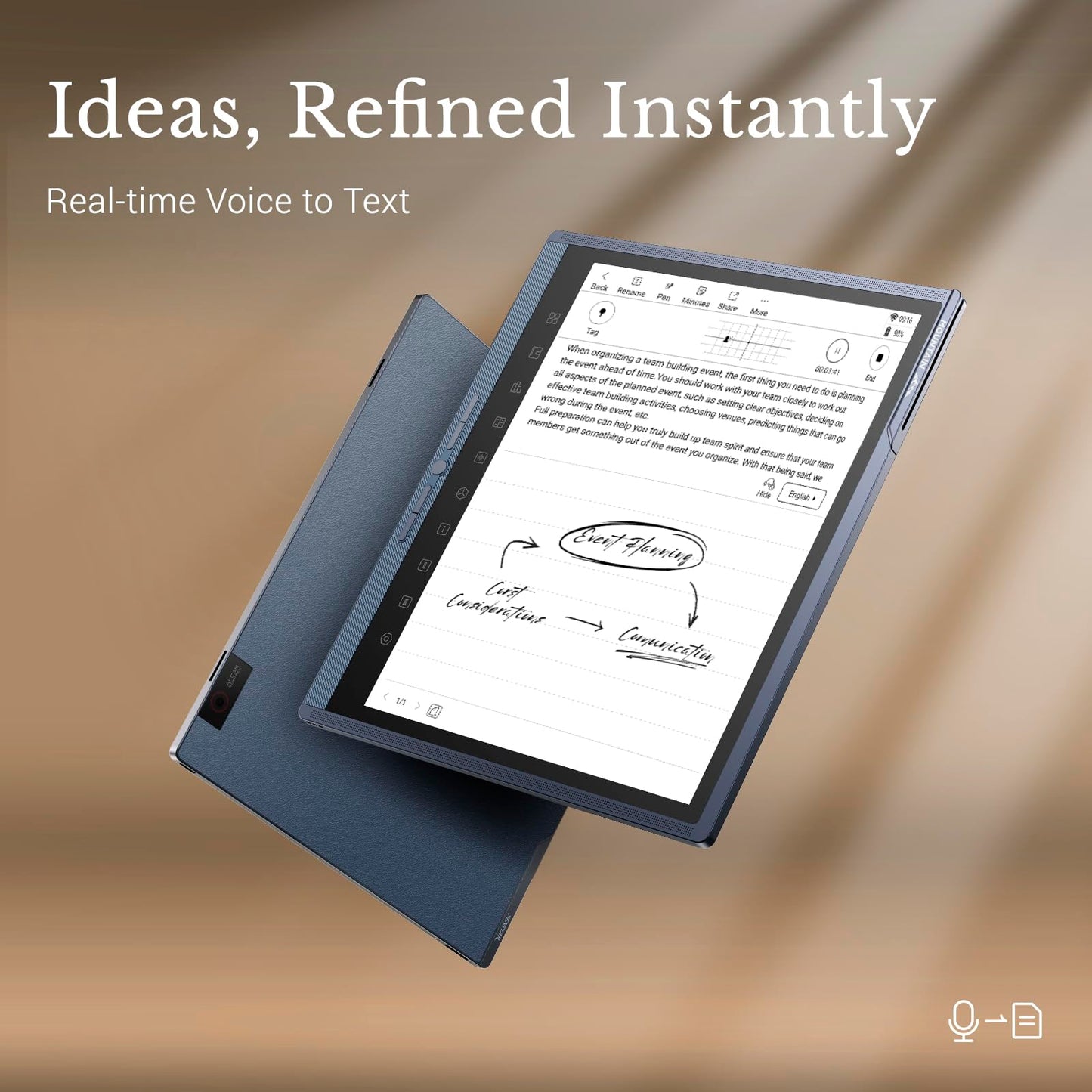 Penstar eNote Pro – The Clearest Color E-Ink Paper Tablet | 10.3” Touchscreen Writing Tablet, 128GB Digital Notebook with B6 Metal Stylus & Folio Cover, AI-Powered Voice-to-Text