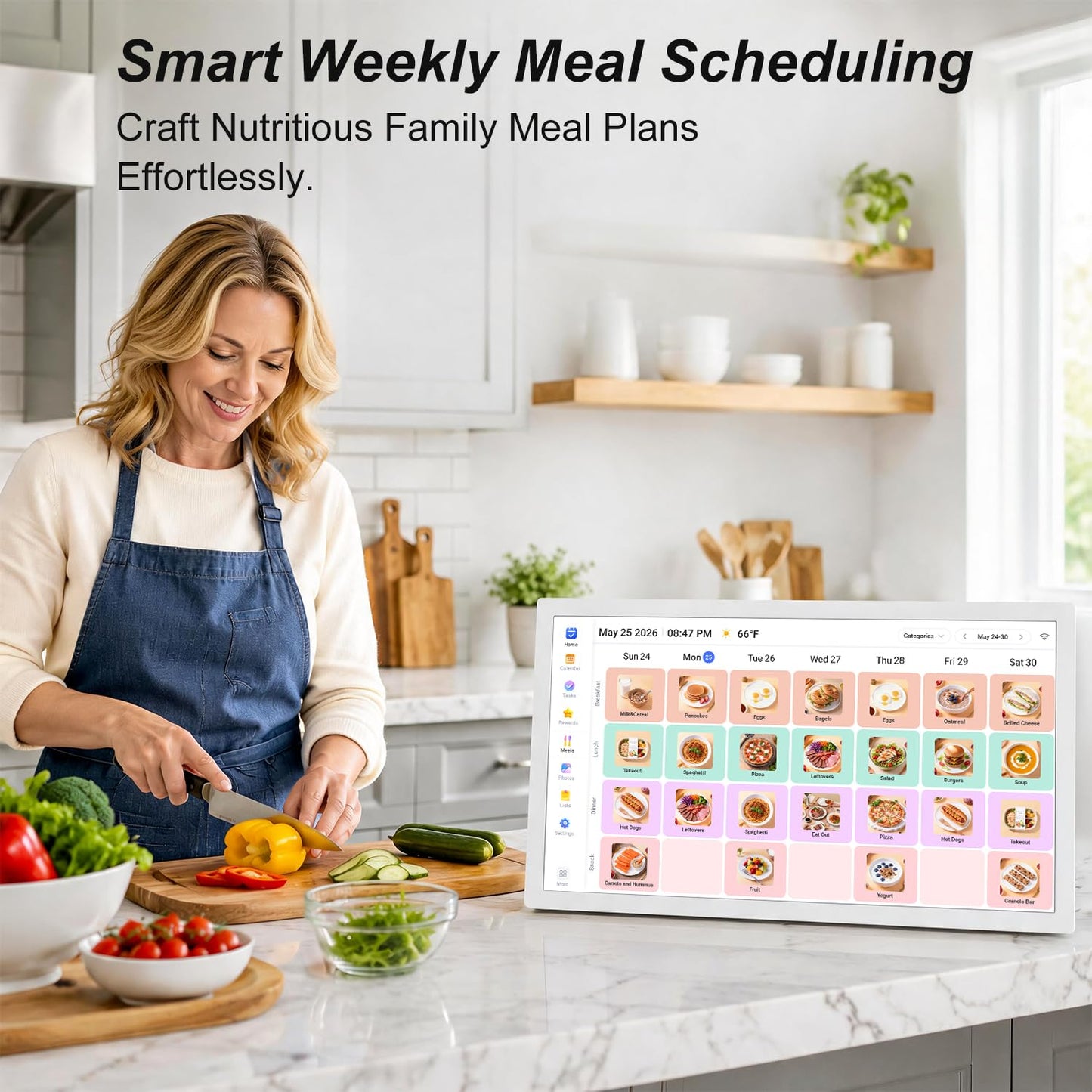 27" Digital Calendar Electronic for-Family-Meal-Planner - Touchscreen Smart Calendar for Business Schedule, Star Rewards, Chort Chart, Wall Mountable, Auto-Sync Google iCloud Outlook, Gift for Mom Dad