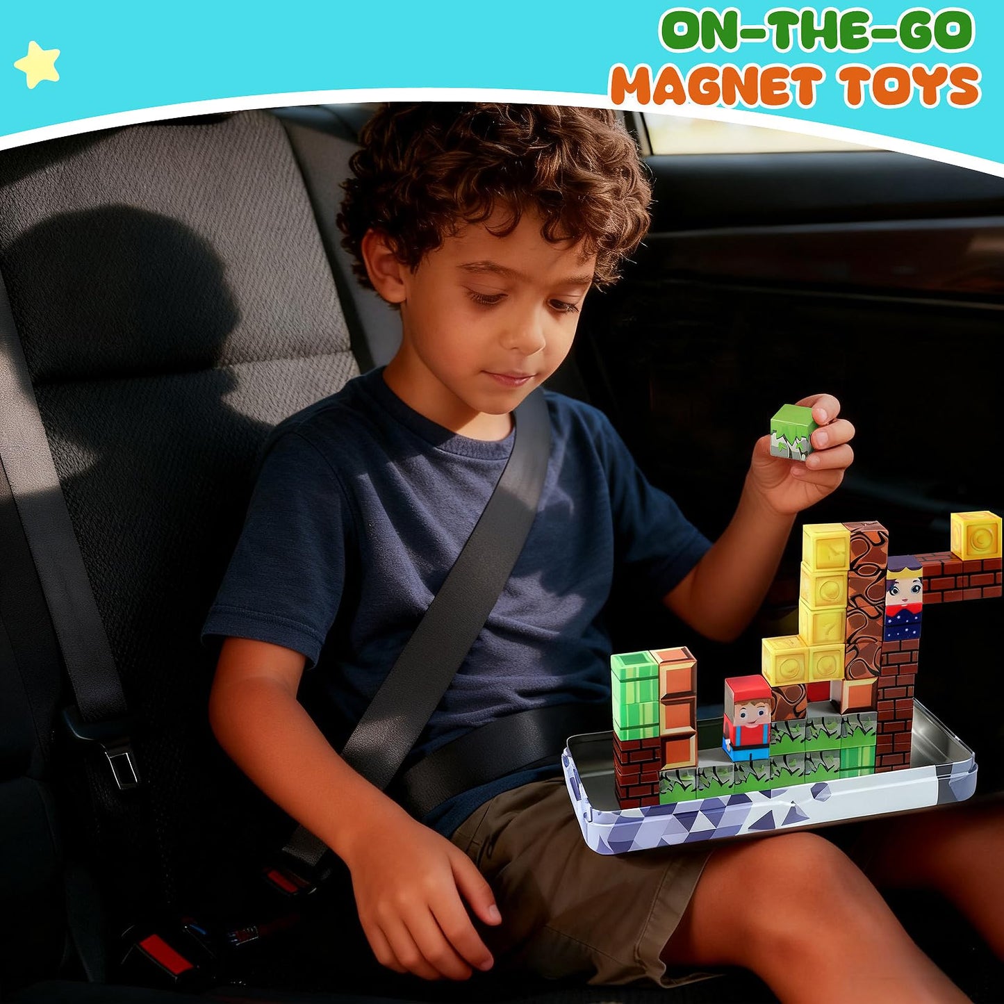 Ufilni Magnetic Blocks, 40pcs Building Blocks with Storage Case, Toddler Toys Magnetic Tiles, Learning Toys for 3 Year Old, Building Blocks Boys and Girls Kids Ages 4-8
