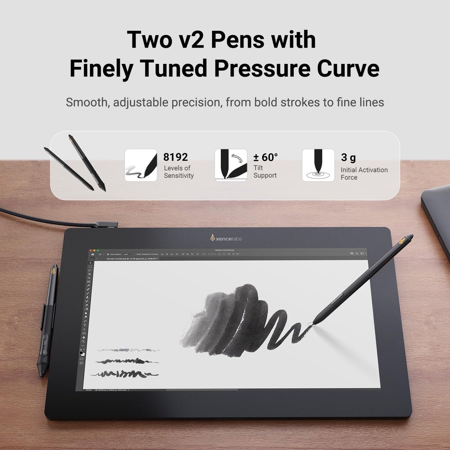XENCELABS Pen Display 16 Lite, 4K OLED Drawing Tablet with Screen, Portable Graphic Drawing Display with 2 Battery-Free Pens for Windows/macOS/Linux