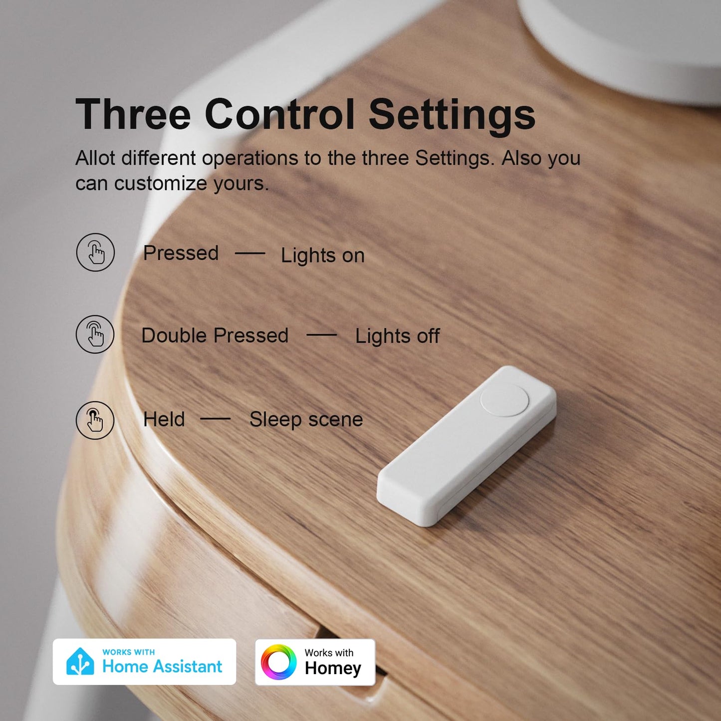 THIRDREALITY ZigBee Smart Button, 3-Way Remote Control, Require Zigbee hub, Work with SmartThings, Aeotec, Hubitat, Home Assistant, Third Reality Hub, Battery Included.