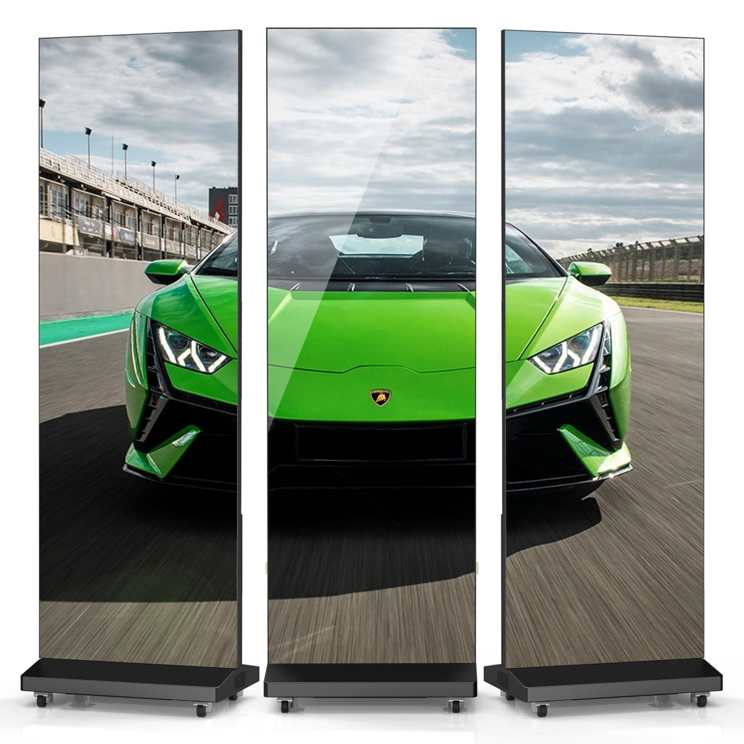 80" LED Digital Signage Display with Flight Case, P1.86 Foldable Spliceable LED Poster Screen Kiosk with Content Management System, WiFi/USB/HDMI for Events, Rentals & Commercial Use (Black, 2 Panel)