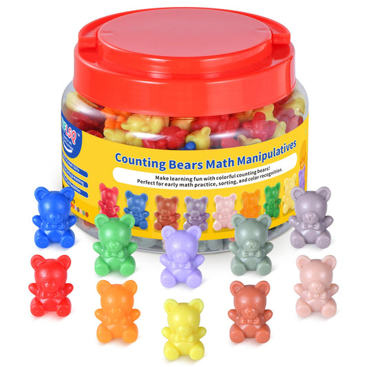 ZYFLSQ 200 PCS Counting Bears Set, 10 Color Sorting Bears Learning Toys for Preschoolers, 1 Inch Bear Counters for Kids Ages 3+, Montessori-Inspired Math Manipulatives for Classroom & Home