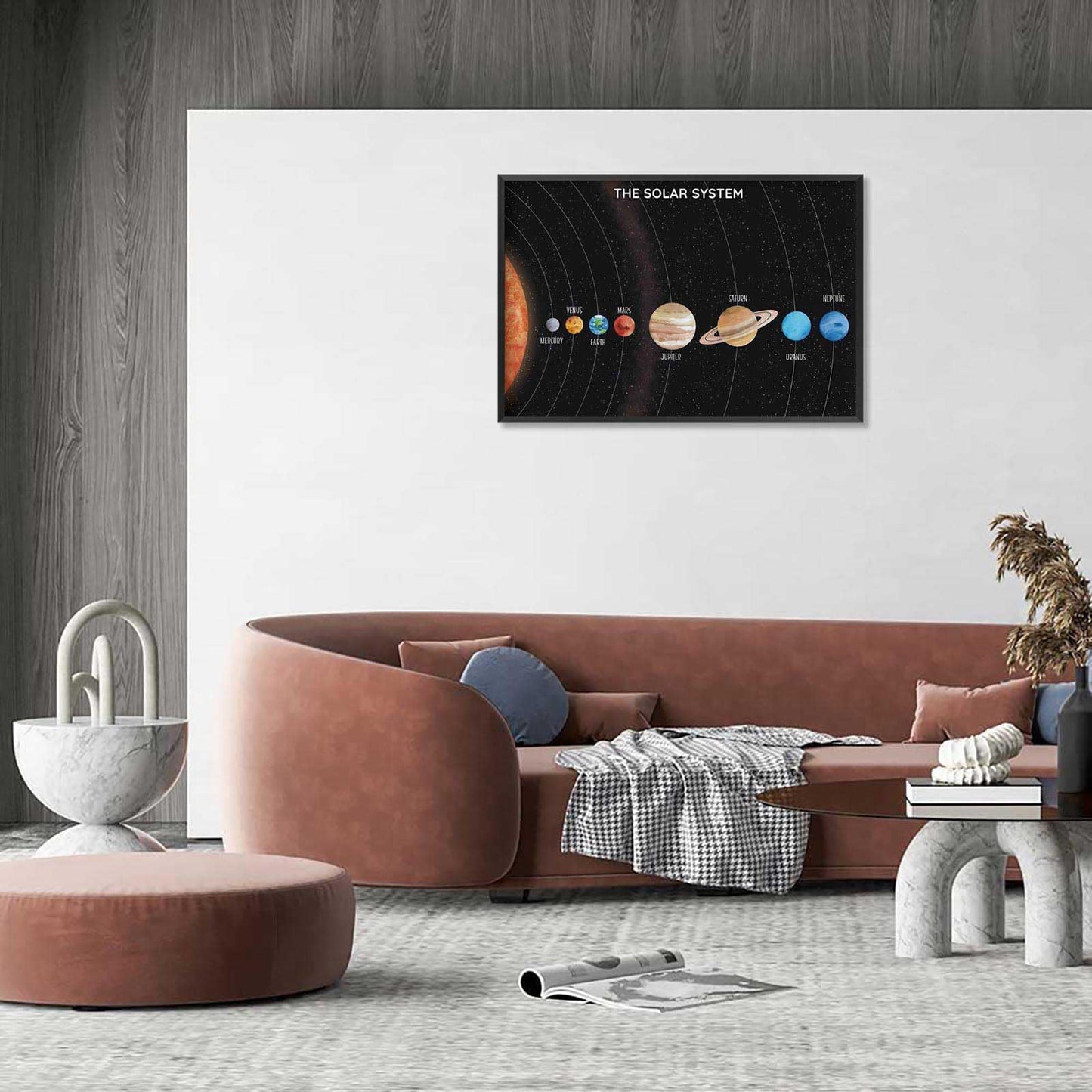 Solar System Educational Planet Poster Universe Infographic Star Life Cycle Astronomy Knowledge Suitable For Living Room Dormitory Bedroom Wall Decoration 16x24in Framed