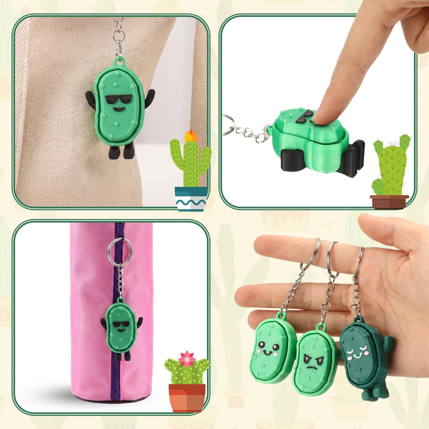 Kenning 12 Pcs Pickle Clicker Fidget Keychain Bulk 3D Printed Sensory Clicker Fidget Toys Stress Relief Keychain Employee Appreciation Gifts for Coworker Staff Team Teacher Nurse End of Year Gifts