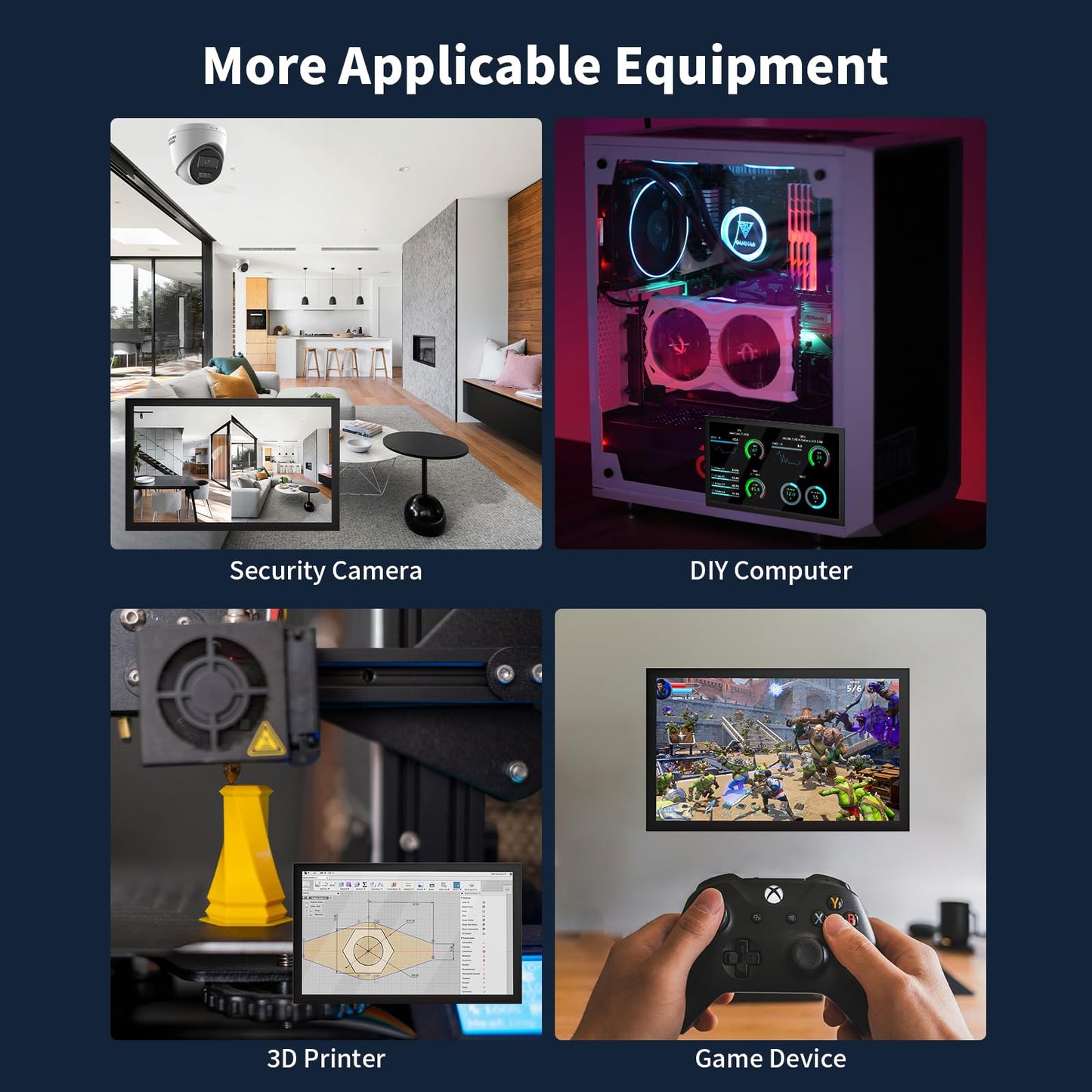 7 Inch Small Monitor, 1024×600 IPS Mini Monitor with Built-in Speakers/HDMI/VGA/AV Input for Raspberry Pi, PC, TV, DVD, CCTV