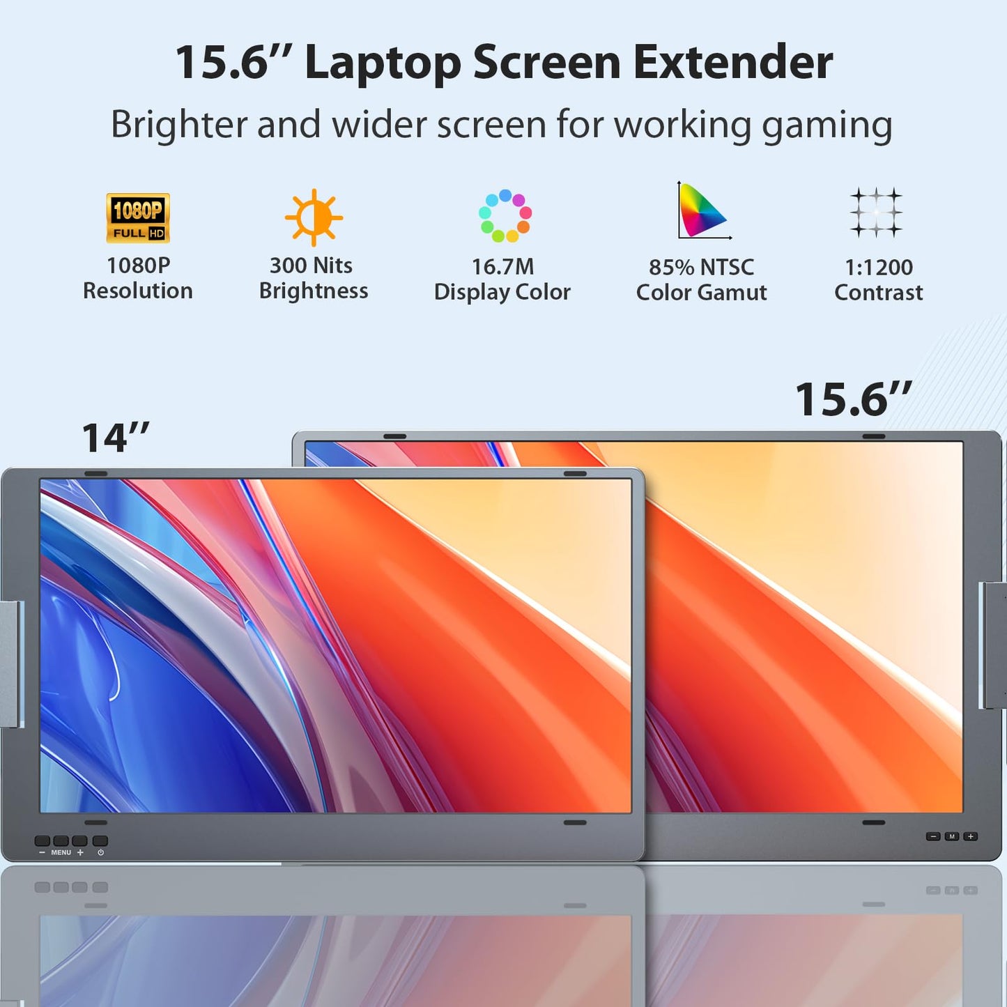KYY Triple Laptop Screen Extender, 15.6" 1080P FHD IPS Dual Portable Extended Monitor, USB C Travel Display for 12-17'' Laptop, 210°Rotation & Kickstand, Plug and Play (Windows Only)