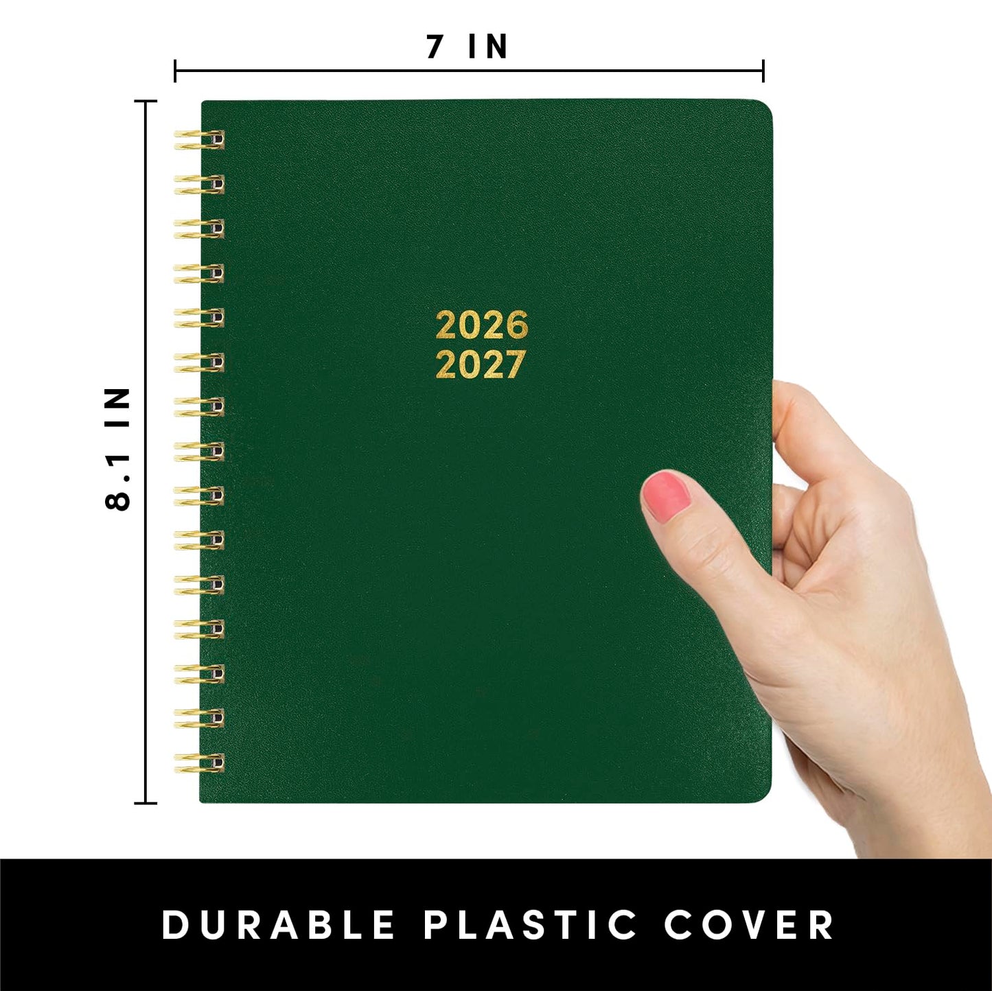 PAPERAGE Academic Planner, Weekly & Monthly Planner & Calendar, 12-Months, July 2026 - June 2027, (7" x 8"), School & Student Planning Agenda with Tabs, Bonus Pages & Inner Pocket, Dark Green