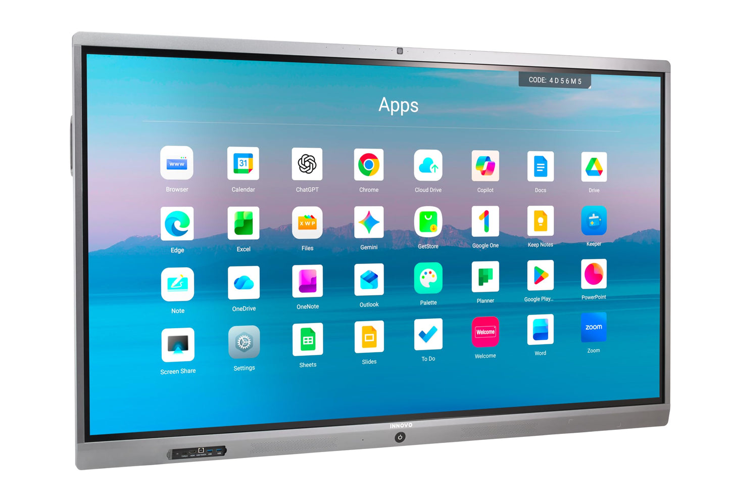 Innovo 65" Interactive Whiteboard - 4K UHD Touch Screen Smart Board with Built-in 48MP AI Camera, Mic & Speakers, Android 14 OS, 8GB RAM & 128GB Storage, 20-Point Multi-Touch