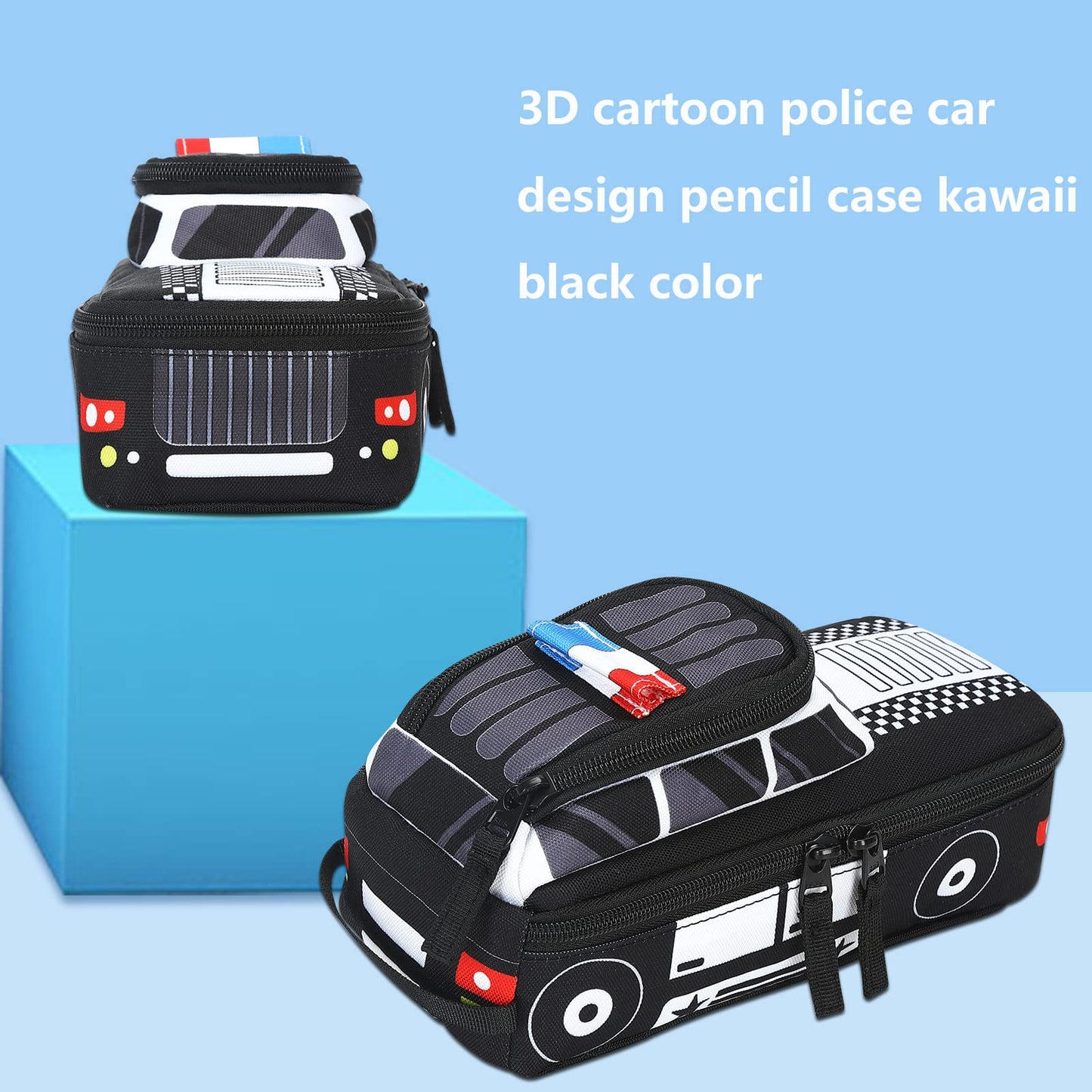 LEDAOU Cute Pencil Case for Kids Girls Boys Pencil Pouch kawaii Pen Pencil Box Bag Holder for School Students (Police Car)