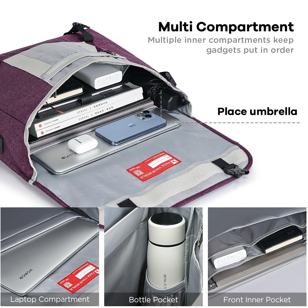 OIWAS Messenger Bag for Women, 15.6 Inch Laptop Crossbody Bags Men Casual Satchel Shoulder Bag College Travel Office Briefcase