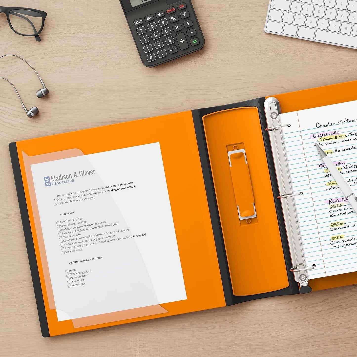 Staples 3" D‑Ring Heavy‑Duty View Binder, Orange, Durable 3‑Ring Binder with Reinforced Construction, Holds Up to 600 Sheets for School & Office