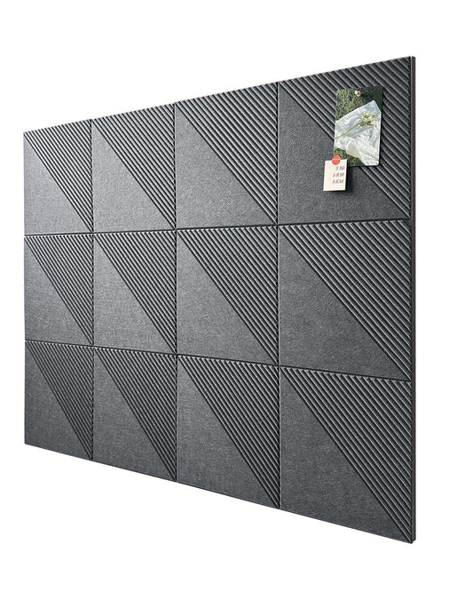 Large Cork Board for Walls 48"x 36", 12 Pack Felt Wall Tiles with Safe Removable Adhesive Tabs, Cork Board for Office,Pinboard Bulletin Board - Dark Grey