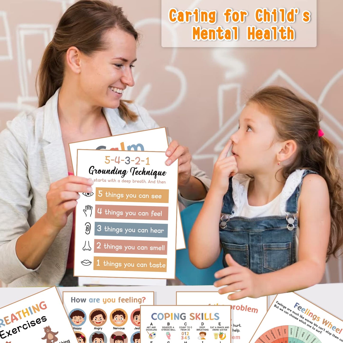 9 Calming Corner Posters,Calm Down Corner Feelings Chart for Kids, Mental Health Posters,Classroom Educational Poster Emotions Chart Coping Skills,Preschool Classroom Wall Art Decorations Mood Calming