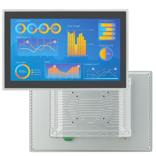 TouchWo 15.6 inch Industrial Embedded Touchscreen Monitor, Capacitive Multi-Touch Screen Industrial Front IP65 Monitor Built-in Speakers, HD-MI in, USB, VGA, 16:9 1920x1080 Display