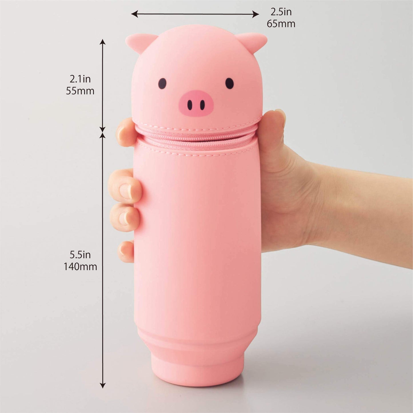 LIHITLAB Kawaii Japanese Cat Large Stand Up Pencil Case For School Office College, Cute School Supplies, Animal Pen Holder Pencil Pouch Holder Girls, Artist Pencil Case, Gray Cat (A7714-4)