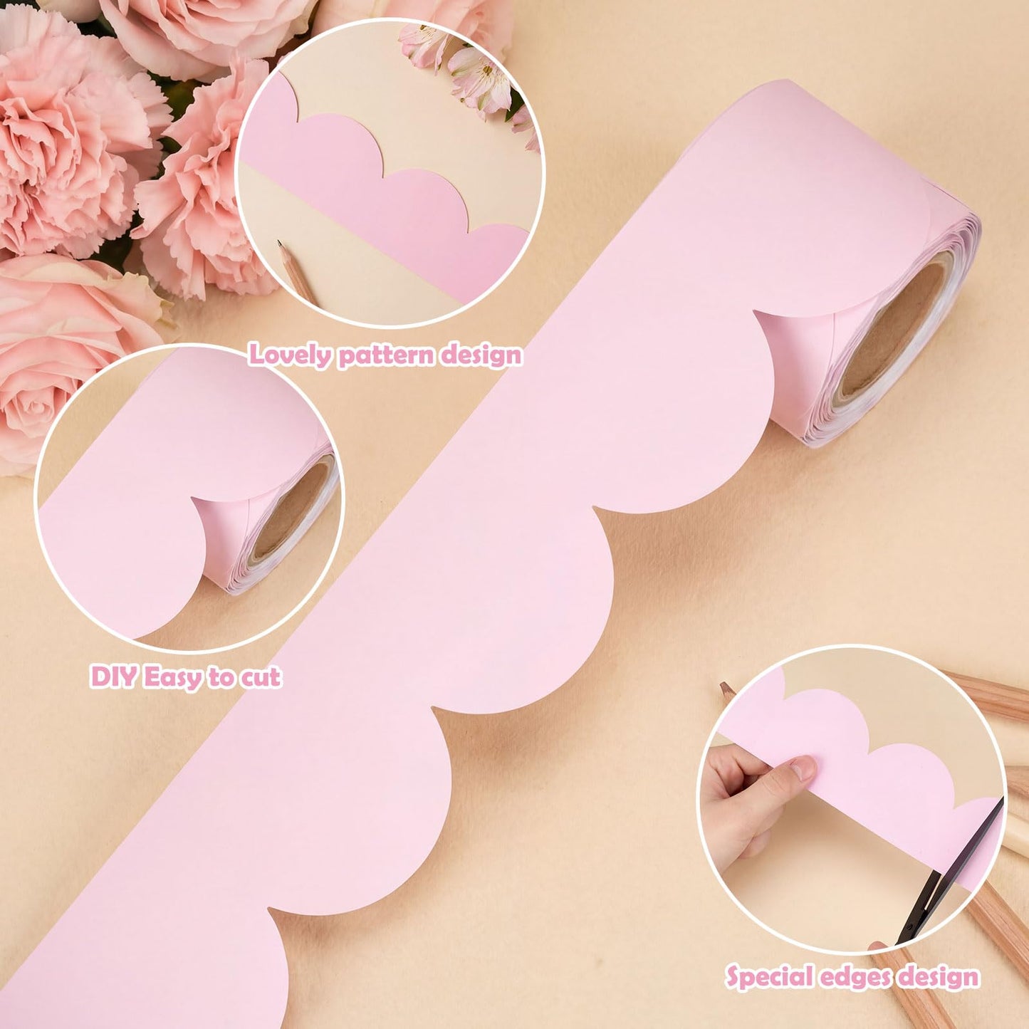 Trandraft 2 Rolls 65.6ft Pink Notebook Bulletin Board Border Decor Composition Border Trim Decor Pink Back to School Classroom Decoration for School Classroom Chalkboard Home Office Party