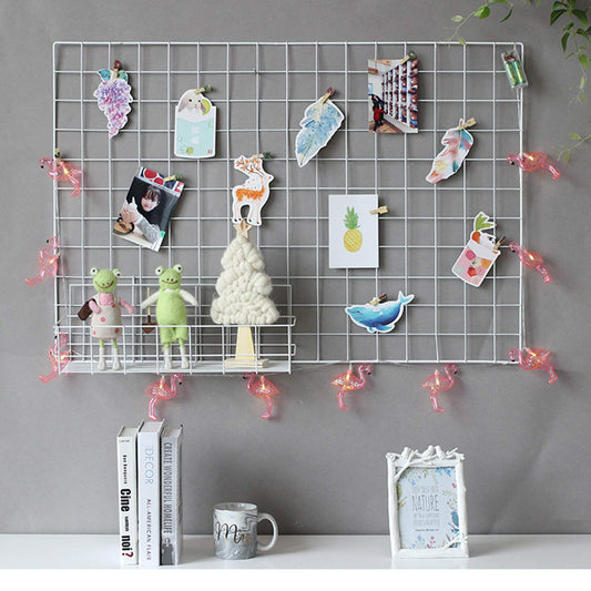 GBYAN 2 Pack Large Wall Grid Panels with Light and Clips, Photo Display Board, Picture Frame Collage Board, Wire Grid Wall Panel Room Decoration,White