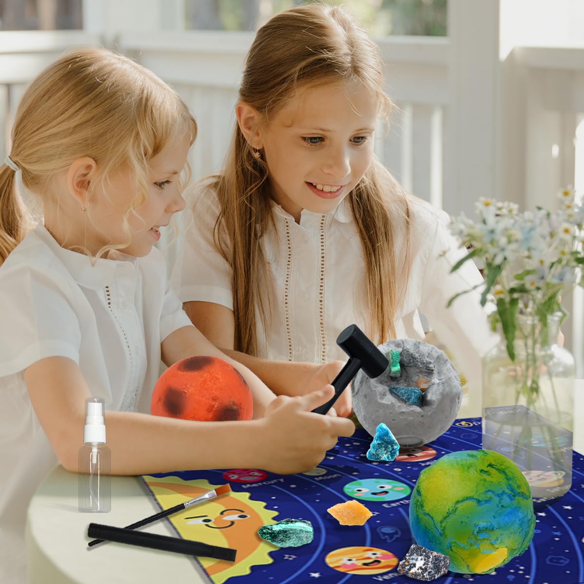PIBEX Gemstone Dig Kit, Dig up 15 Rocks & Minerals from Earth Moon Mars, Solar System Planets Geology Science Set, Space Rock Mining Toys for Kids, STEM Gift for Boys & Girls Age 6-8-12