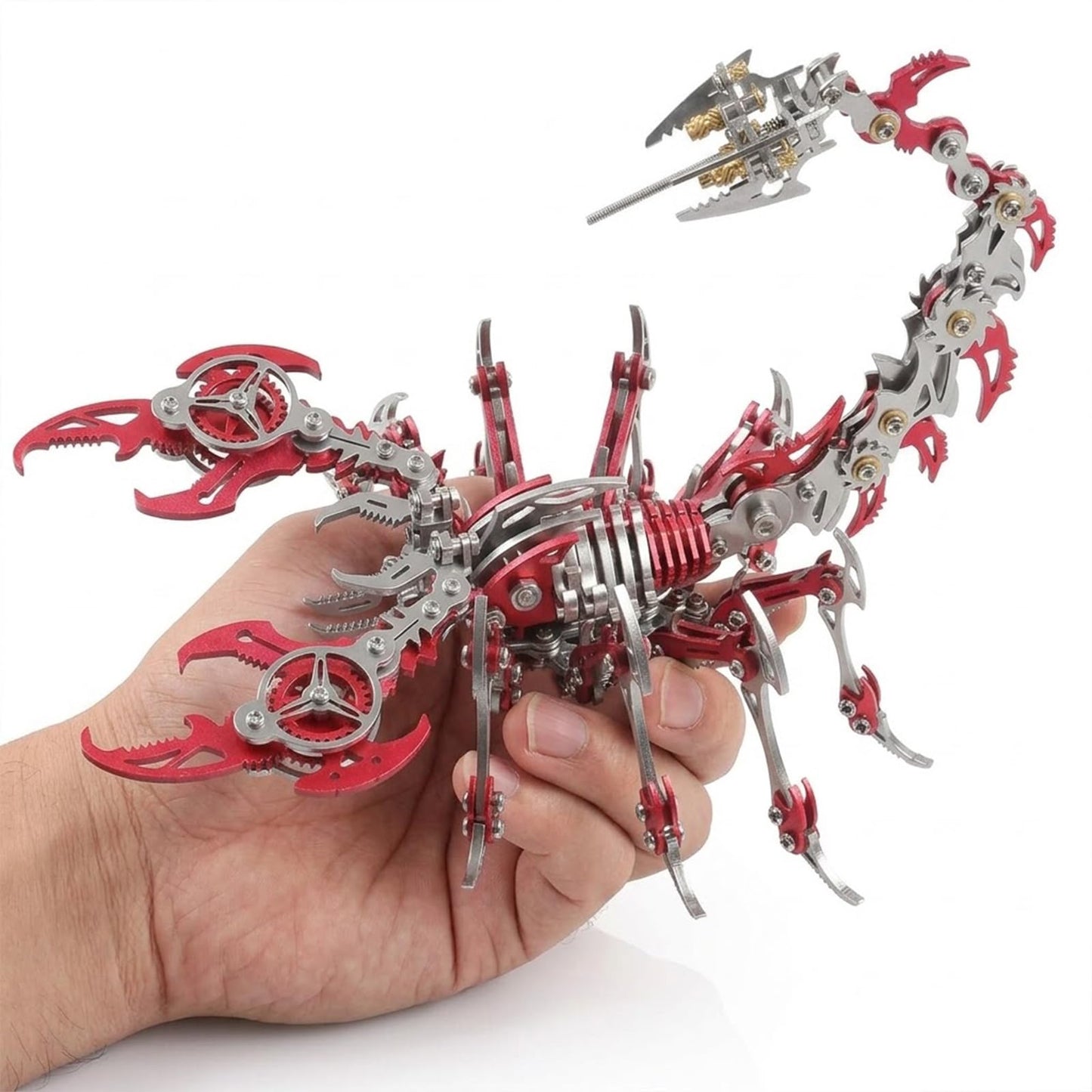 Scorpion 3D Metal Puzzles for Adults, 454PCS Stainless Steel DIY Mechanical Metal Model Kits, No Glue Assembly with Movable Joints, Challenging Metal Building Kit Desk Decor Gift (Red)