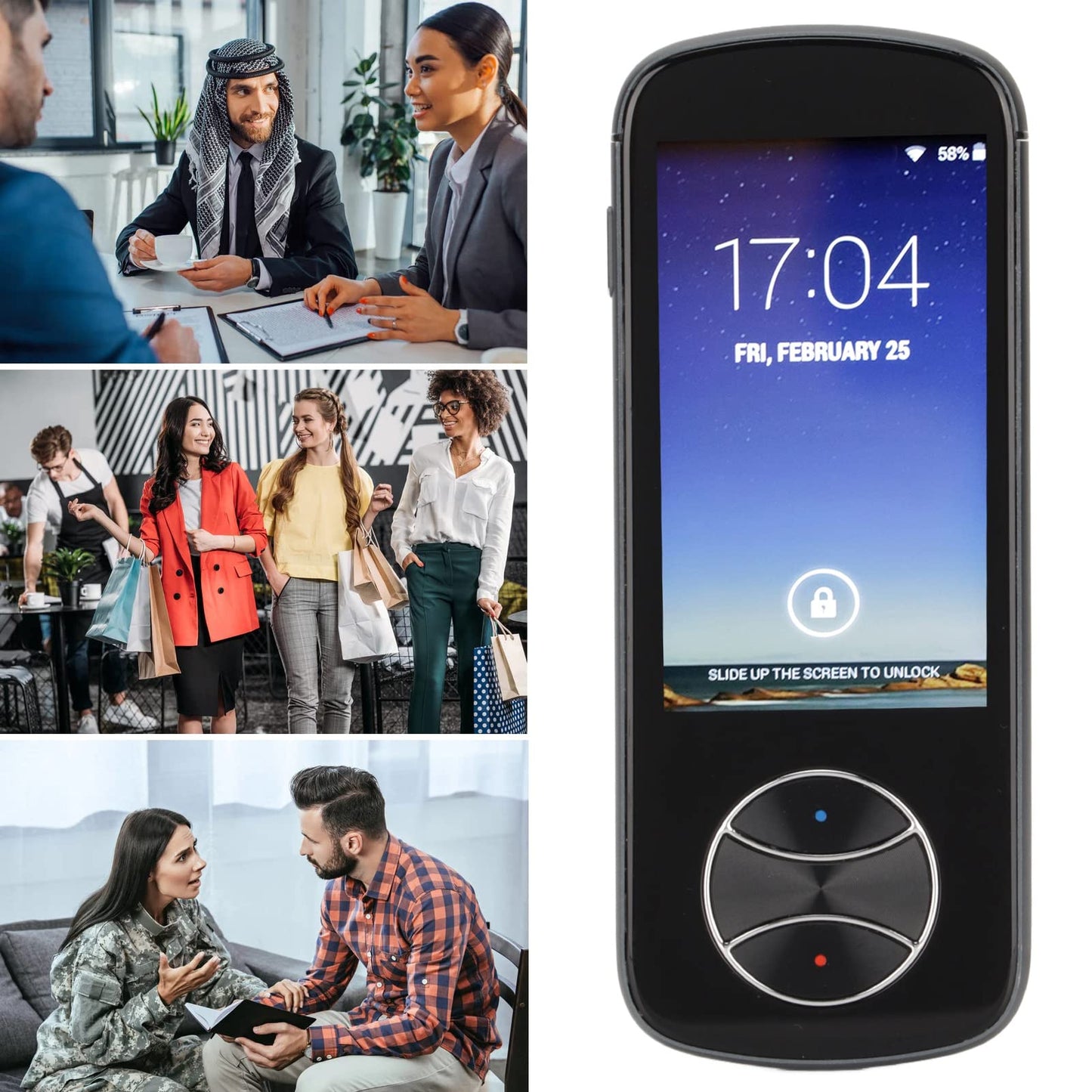 PUSOKEI Smart Voice Language Translator 127 Languages Two-Way Instant Voice Interpreter Electronic Handheld Pocket Language Translater Devices Photo Translator for Travel, Shopping, Entertainment